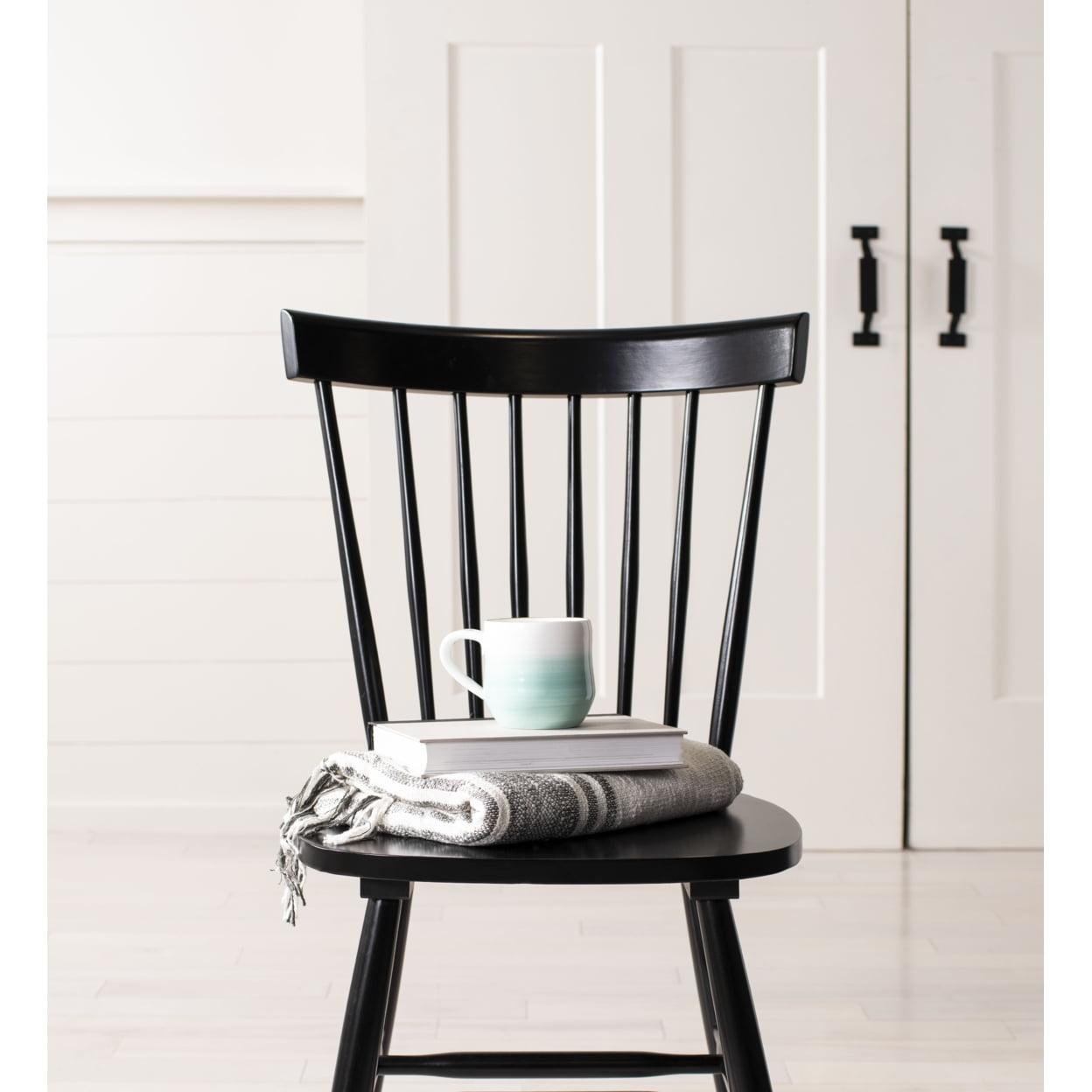 Black High Windsor Wood Slat Side Chair