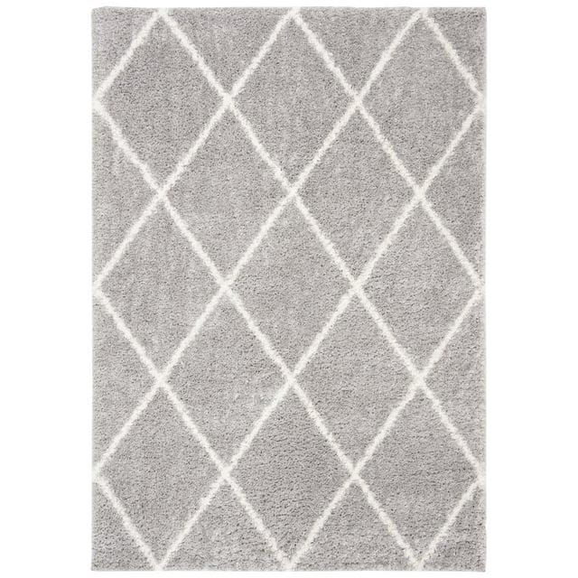 August Shag 500 AUG531 Power Loomed Indoor Area Rug - Light Grey/Ivory - 5'-5"x7'-7" - Safavieh