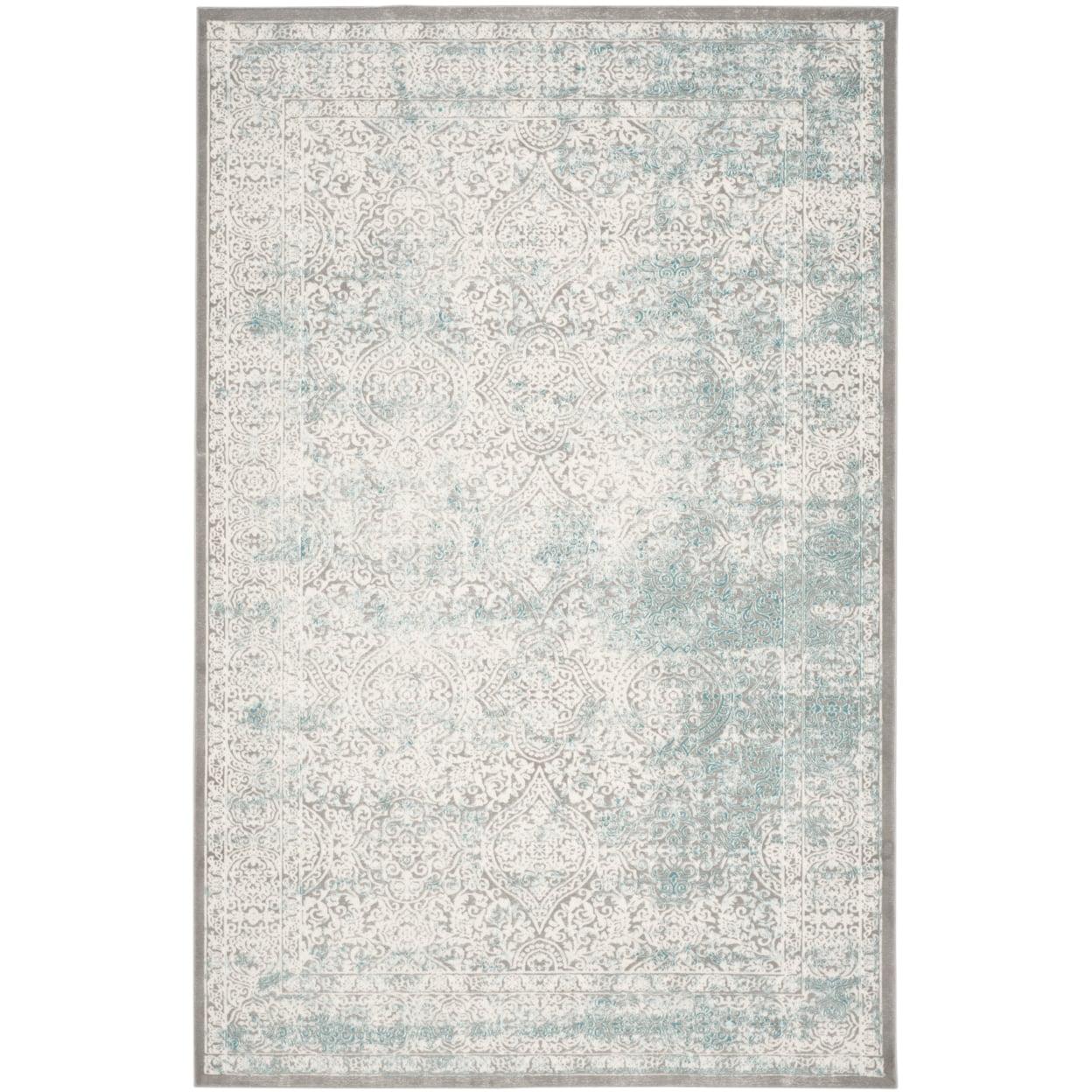 Elysian Ivory & Turquoise 9' x 12' Synthetic Reversible Area Rug