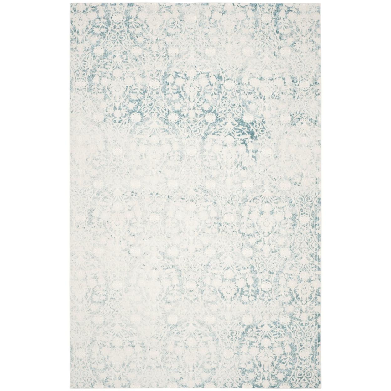 SAFAVIEH Passion Madrid Faded Damask Area Rug, Turquoise/Ivory, 8' x 11'