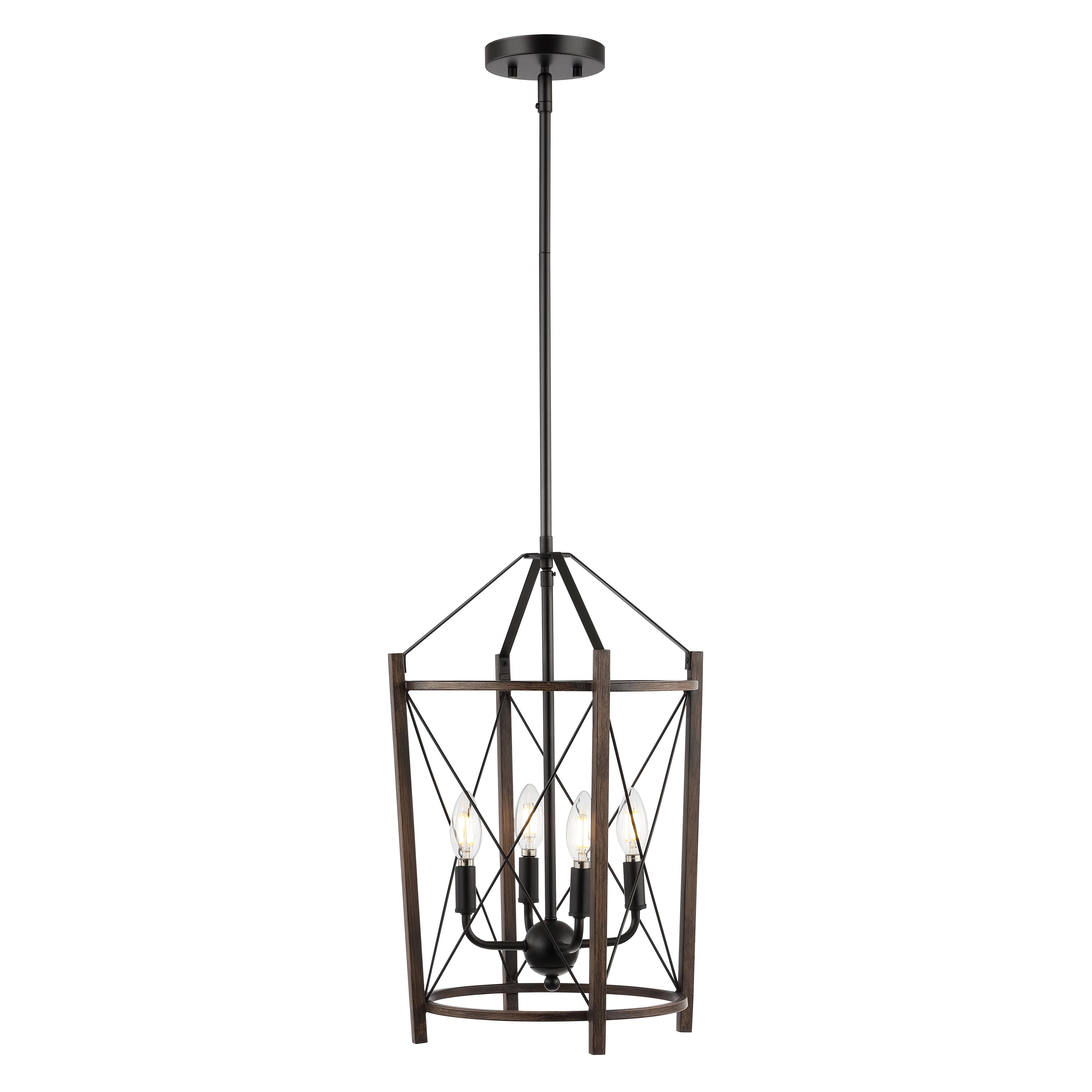 Pe Lightier 4 Light 14" Pendant - Black/Brown - Safavieh.