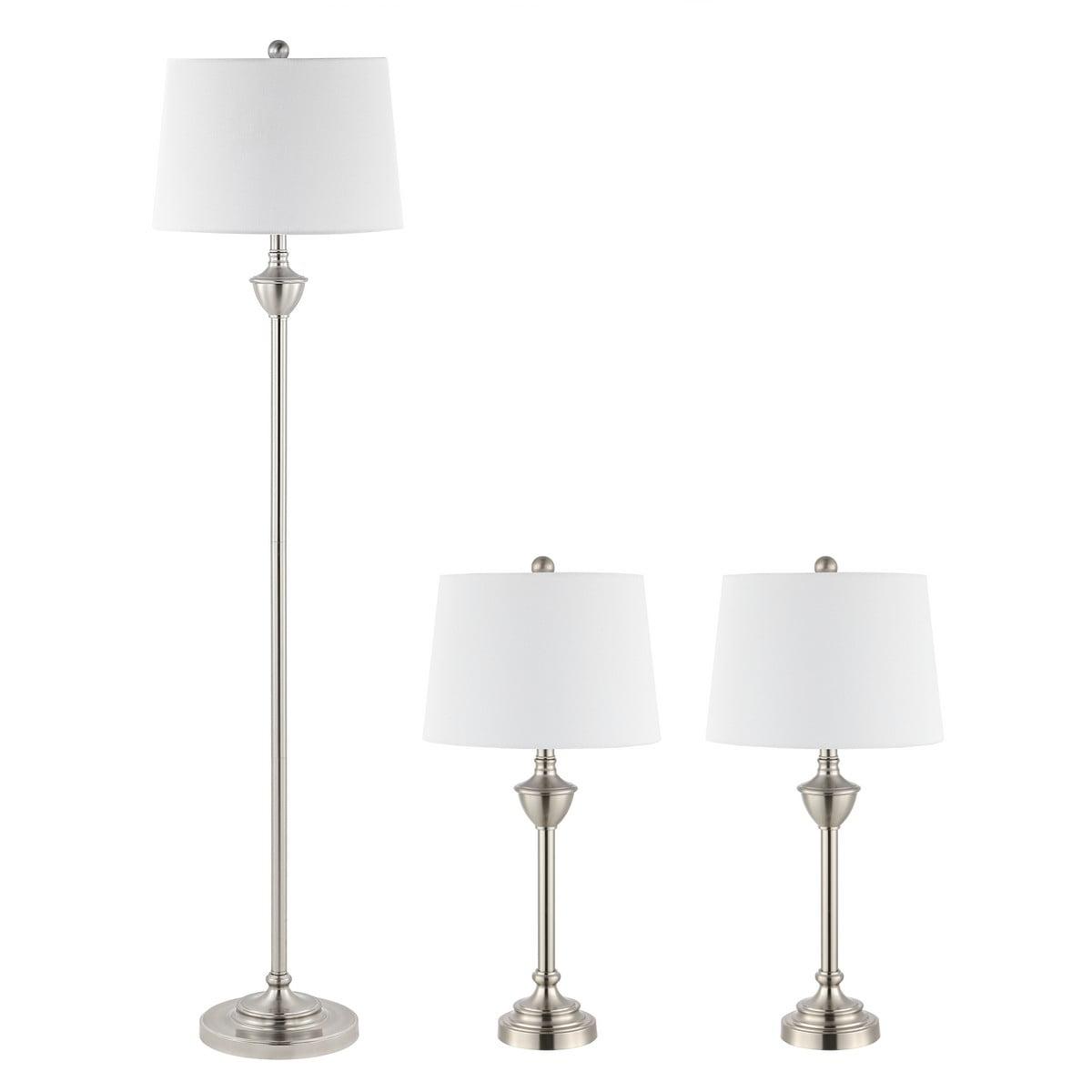 Classic-Contemporary Nickel Finish Floor & Table Lamp Set of 3