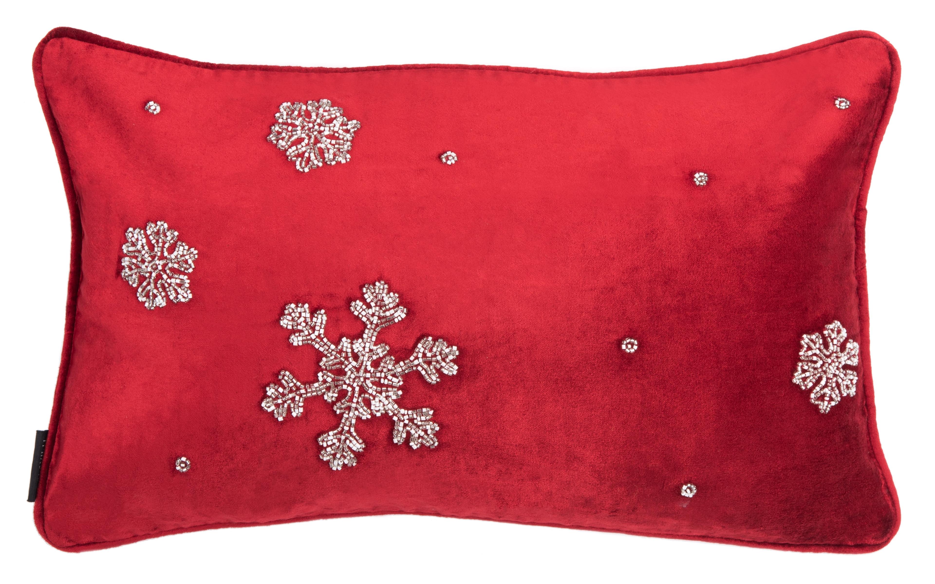 Peppermint Elf Pillow - Grey/Red - Safavieh