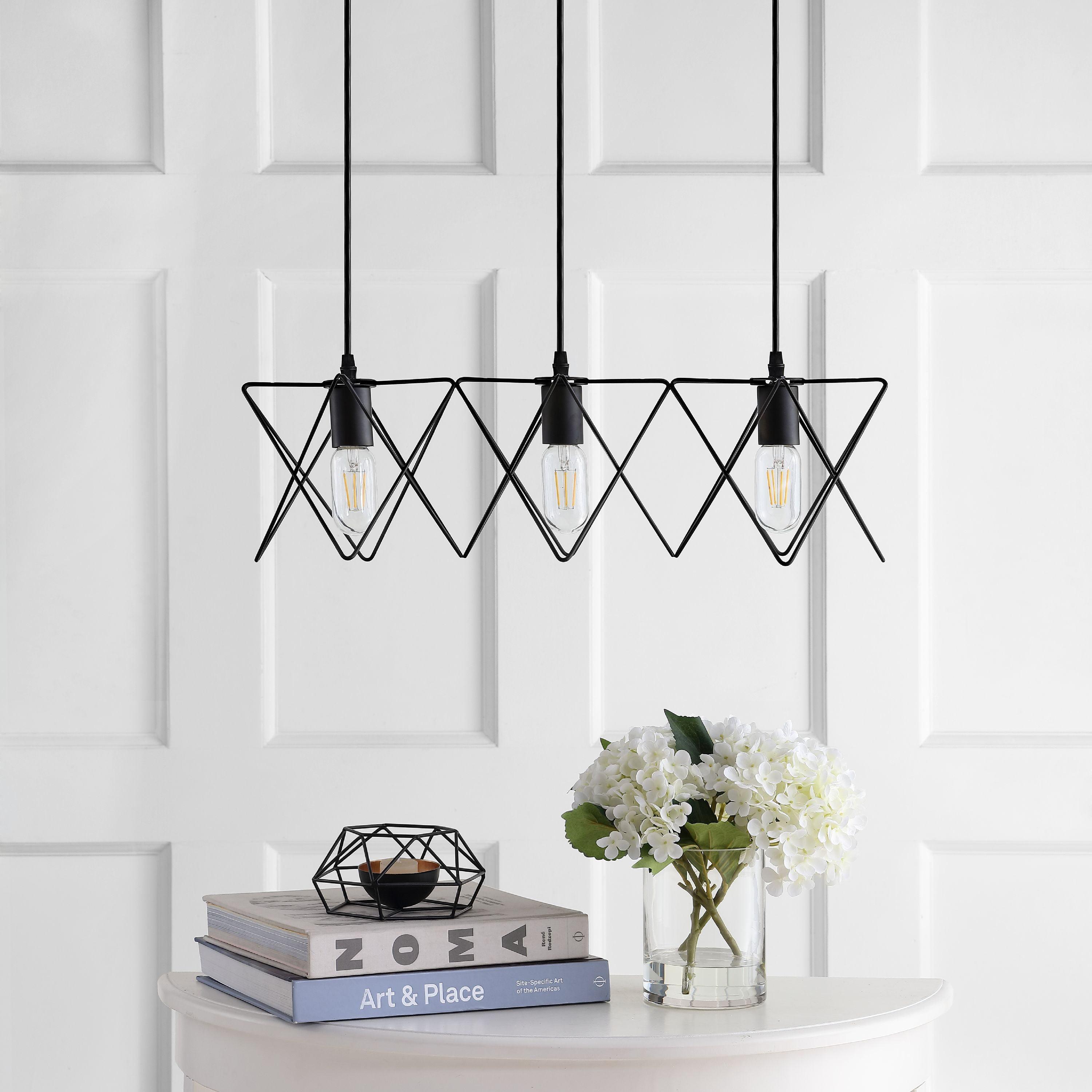 Black Geometric Triangular 3-Light LED Island Pendant