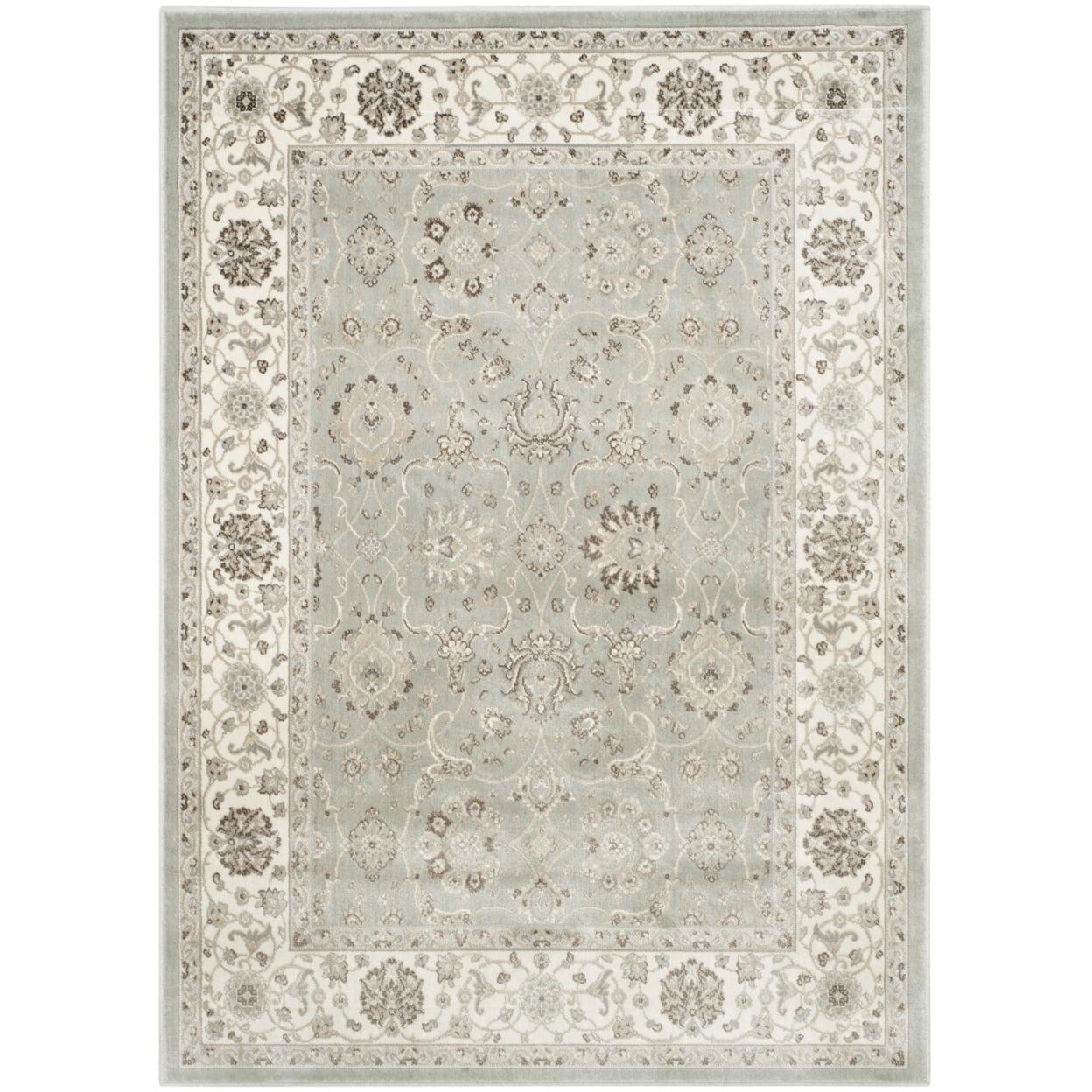 Elegant Silver and Cream Hand-Knotted Wool-Viscose Rug 4' x 5'-3"