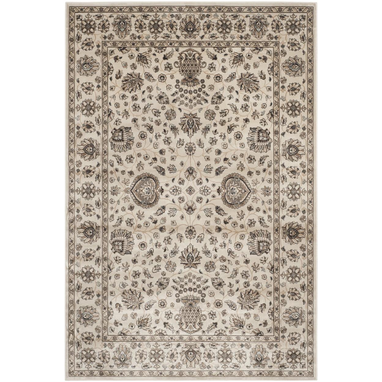 Ivory and Beige Rectangular Wool and Viscose Area Rug