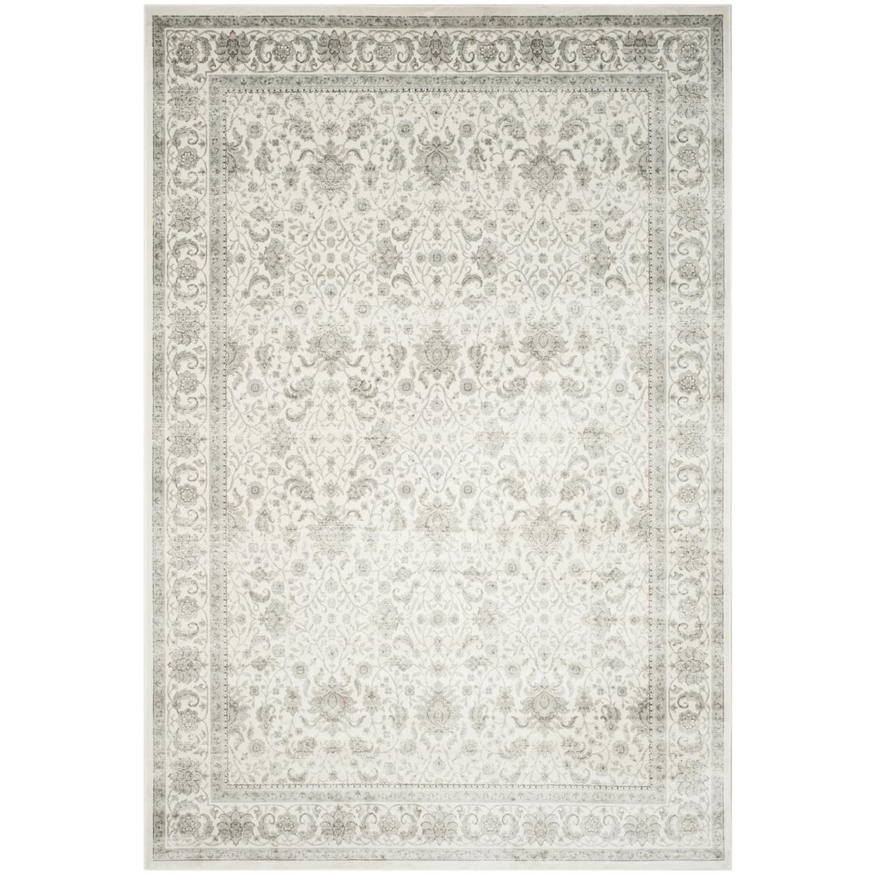 Elegant Ivory and Silver Persian Garden Wool-Blend Area Rug, 47" x 67"