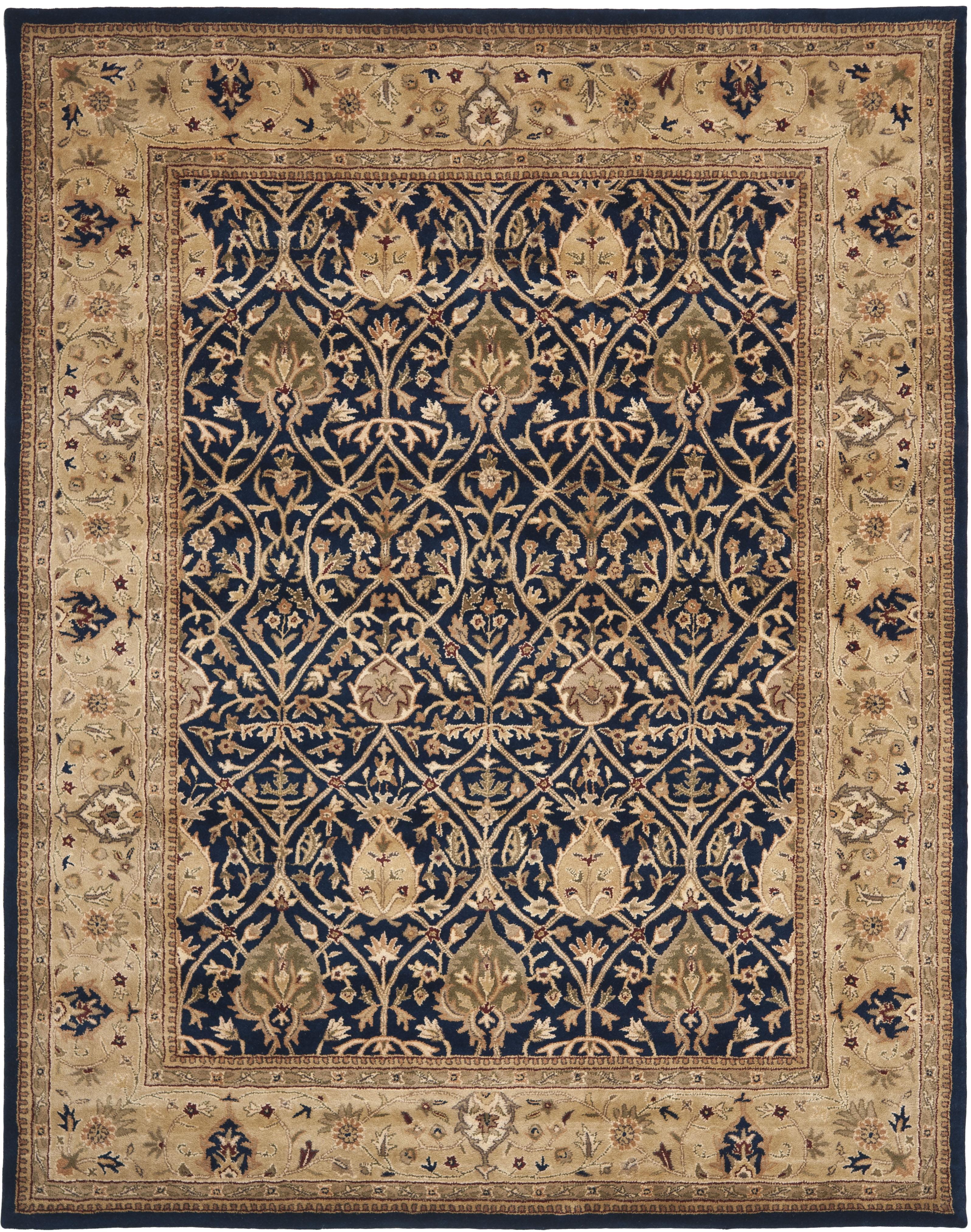 SAFAVIEH Persian Legend Adrian Floral Bordered Wool Area Rug, Blue/Gold, 9' x 12'