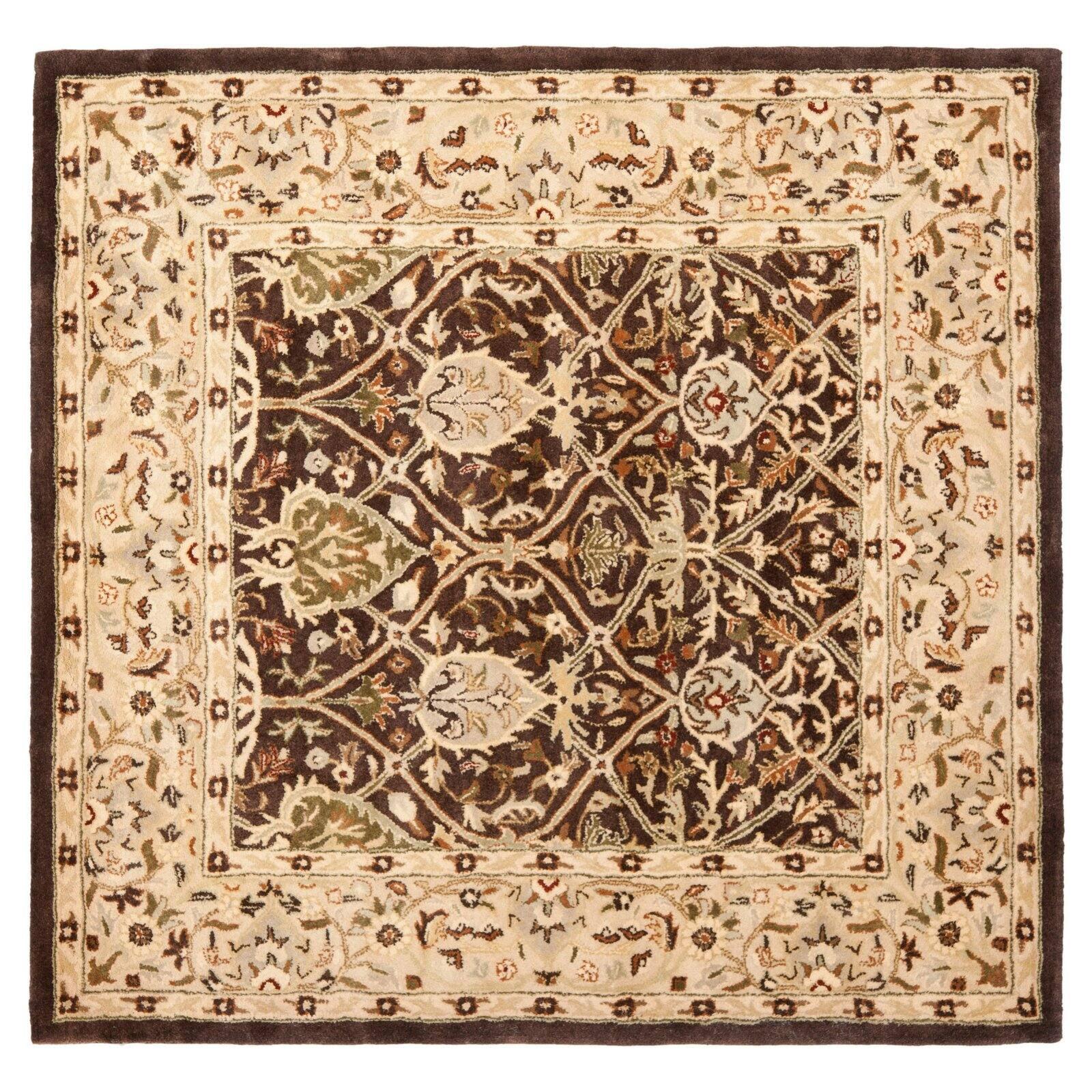 SAFAVIEH Persian Legend Adrian Floral Bordered Wool Area Rug, Brown/Beige, 6' x 6' Square