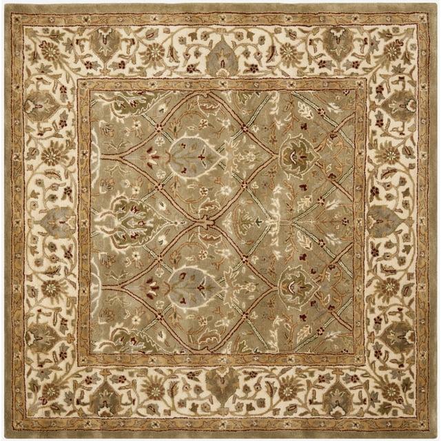 SAFAVIEH Persian Legend Adrian Floral Bordered Wool Area Rug, Light Green/Beige, 8' Square