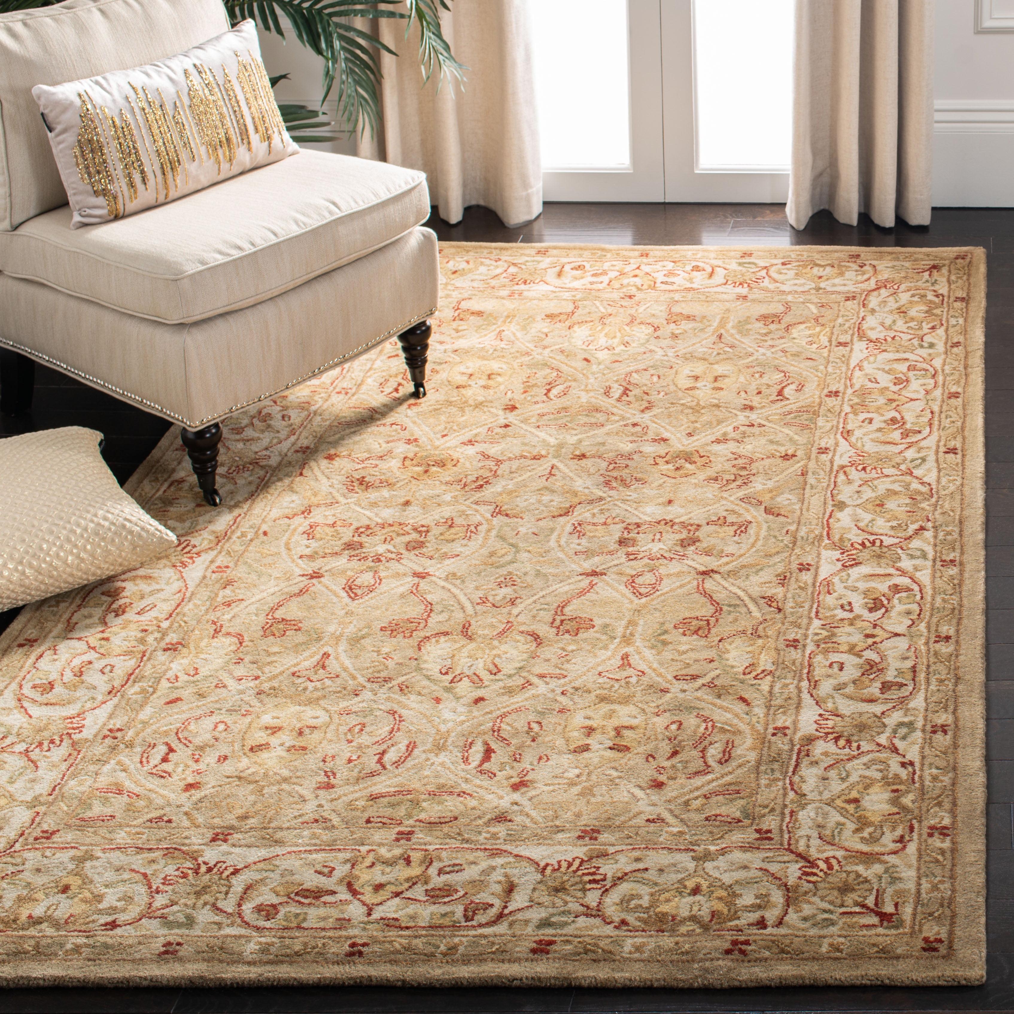 SAFAVIEH Persian Legend Adrian Floral Bordered Wool Area Rug, Moss/Beige, 2'6" x 4'