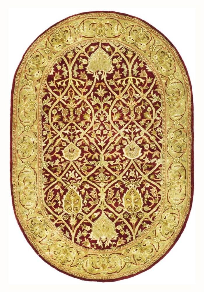 Oval Red and Gold Hand-Tufted Wool Area Rug