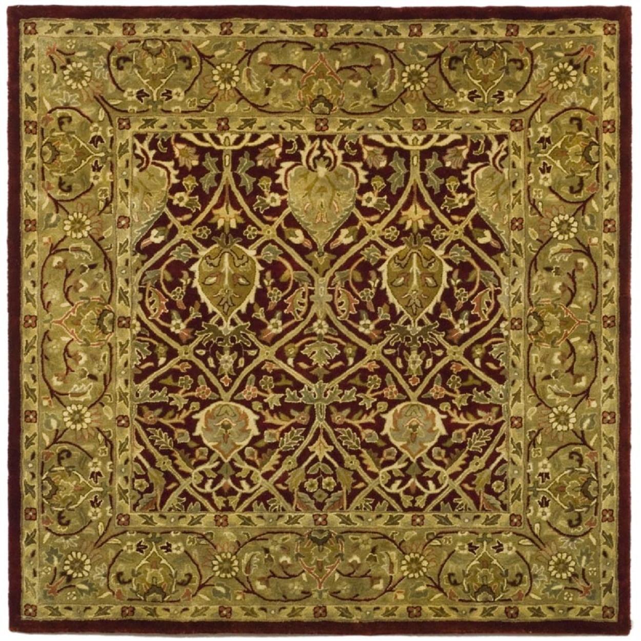 SAFAVIEH Persian Legend Adrian Floral Bordered Wool Area Rug, Red/Gold, 6' x 6' Square