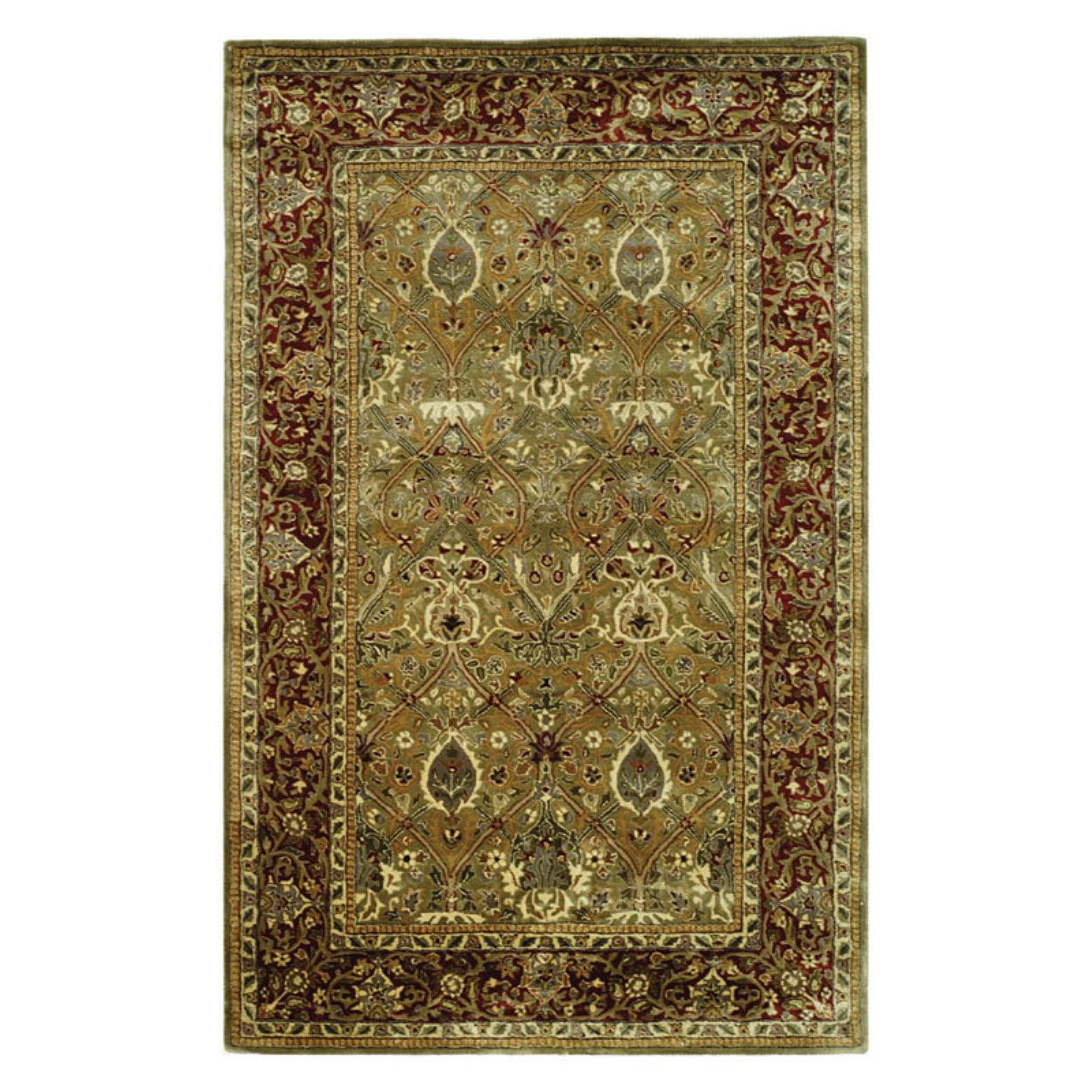 SAFAVIEH Persian Legend Amy Floral Bordered Wool Area Rug, Light Green/Rust, 3'6" Round