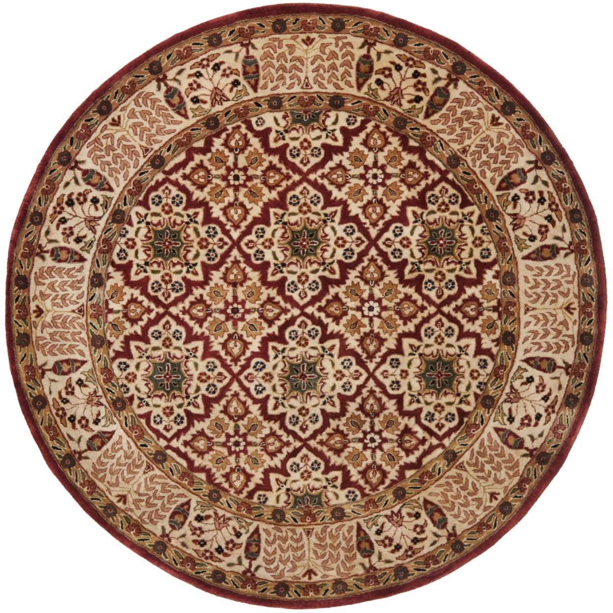 SAFAVIEH Persian Legend Jayla Floral Bordered Wool Area Rug, Beige, 6' x 6' Round