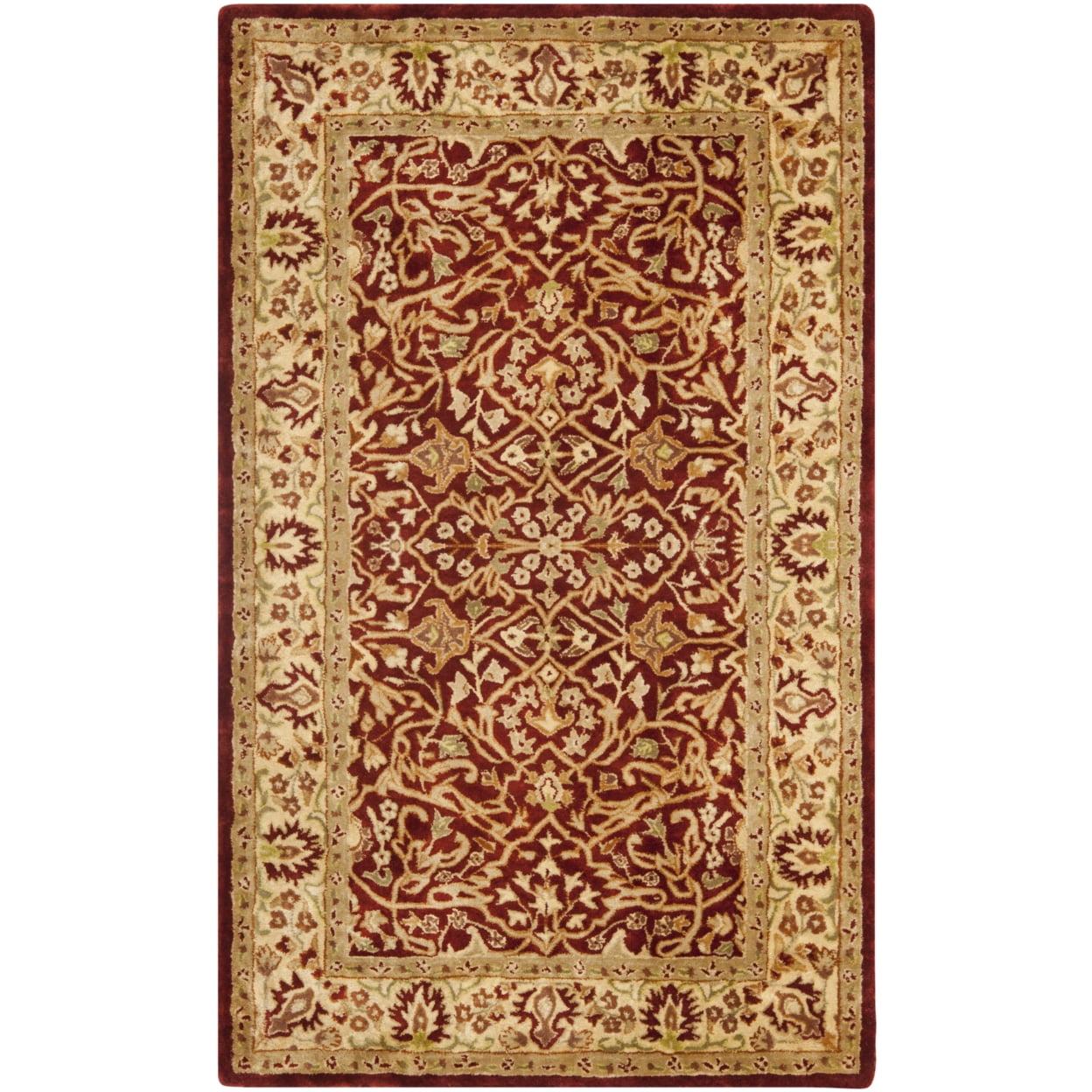 Ivory and Rust Hand-Tufted Wool Persian Area Rug 3' x 5'