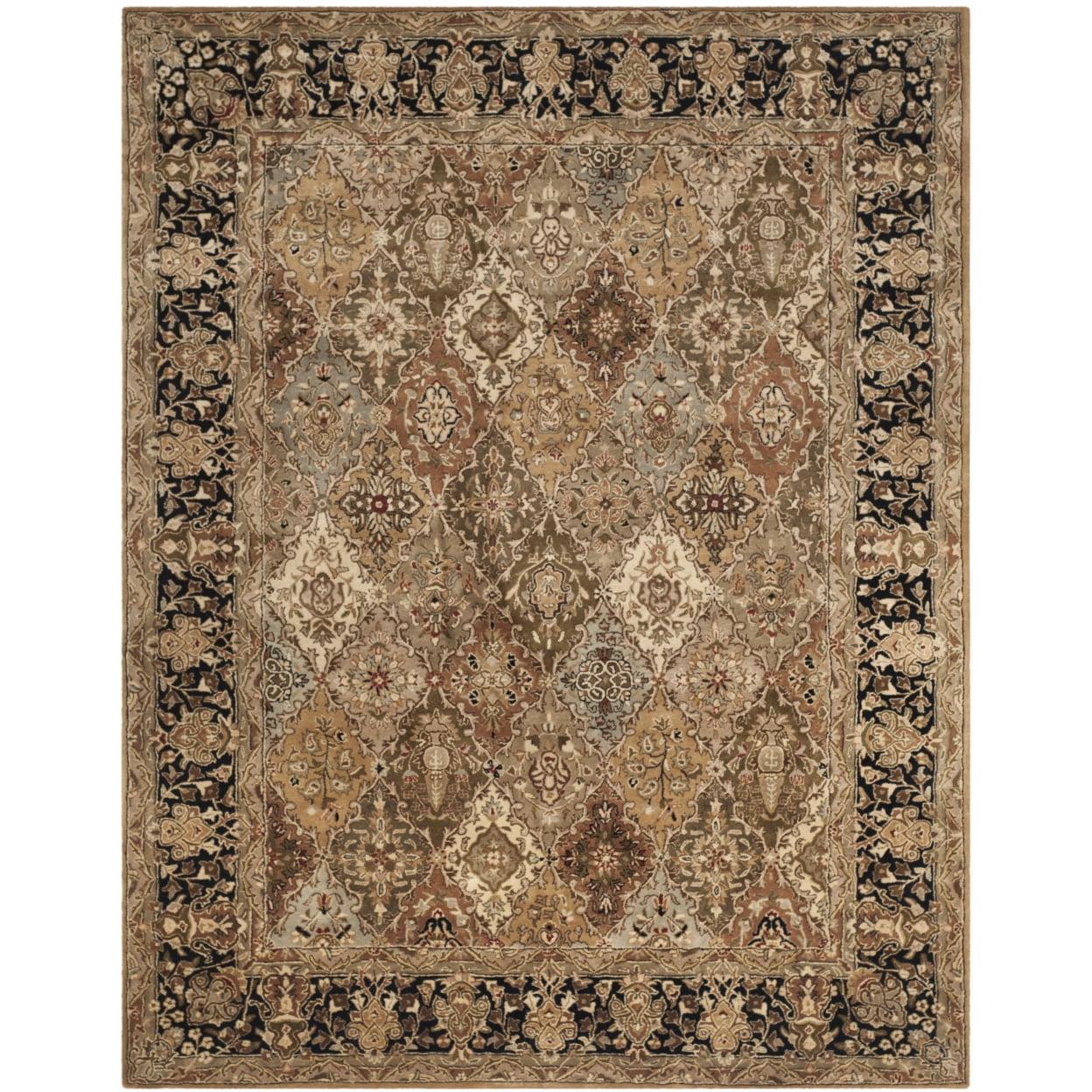 SAFAVIEH Persian Legend Rihanna Floral Bordered Wool Rug, Light Green/Black, 7'6" x 9'6"