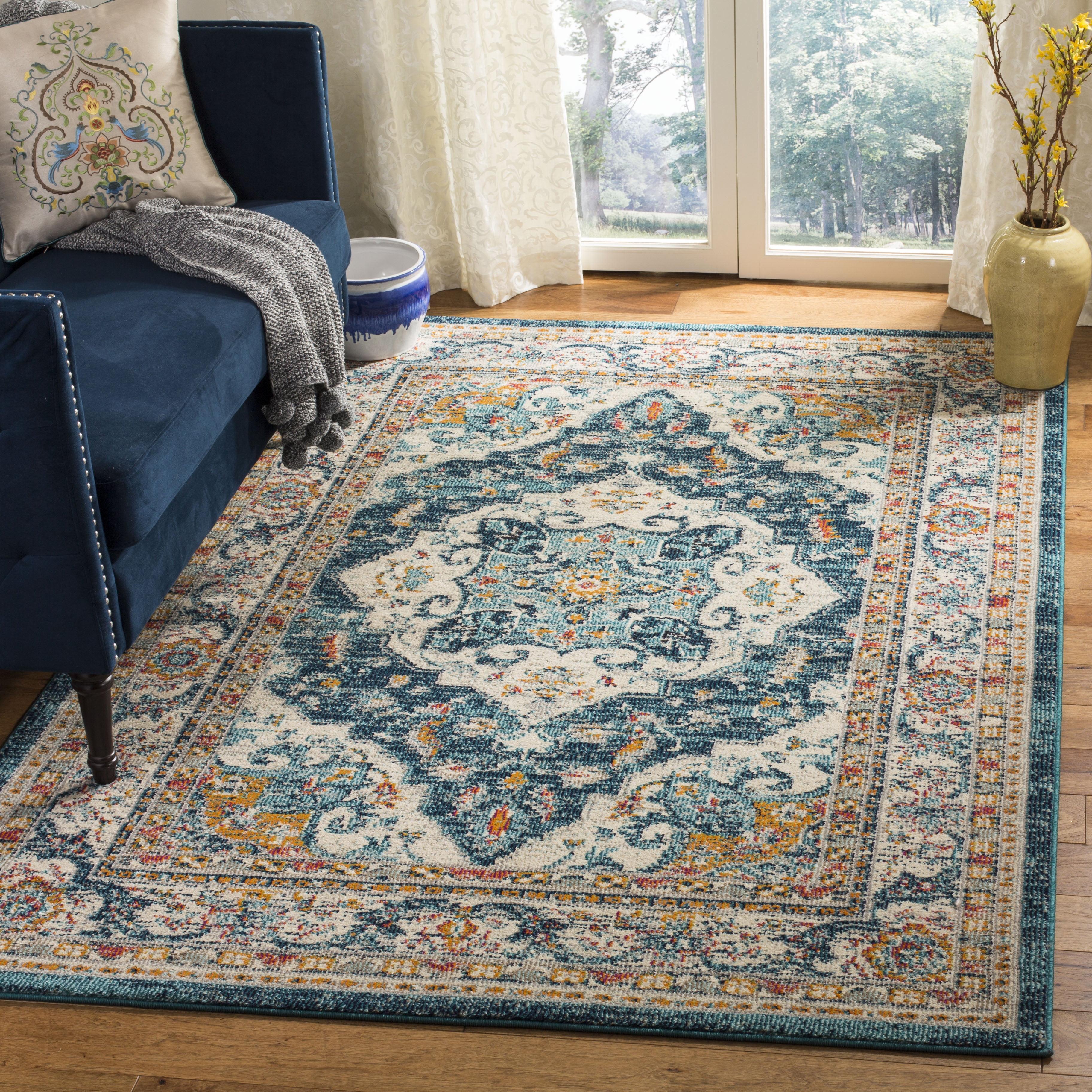 Phoenix PHX154 Power Loomed Indoor Accent Rug - 3'x5' - Ivory/Blue - Safavieh