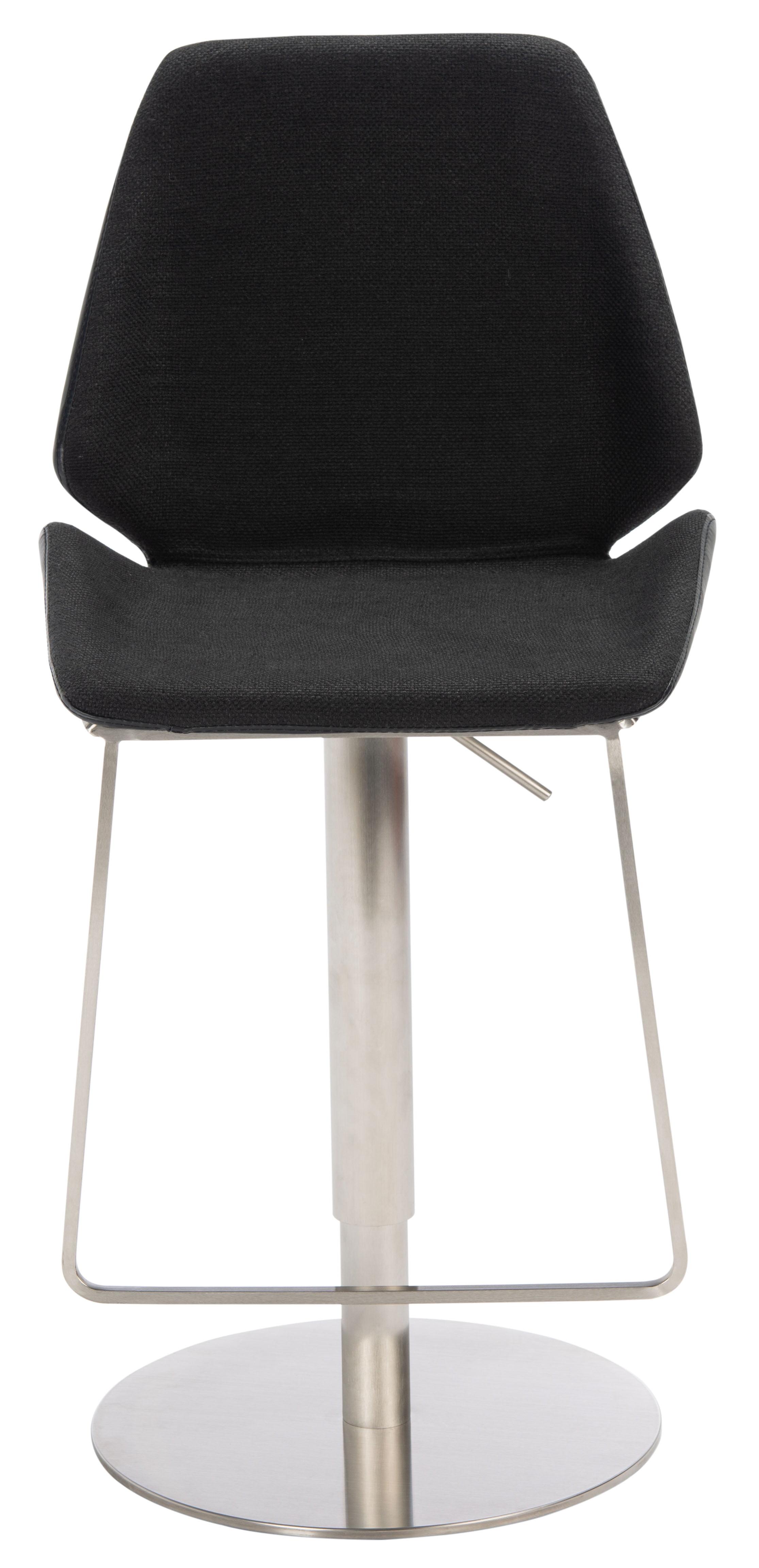 Sleek Saddle-Style 24" Black Leather & Metal Barstool