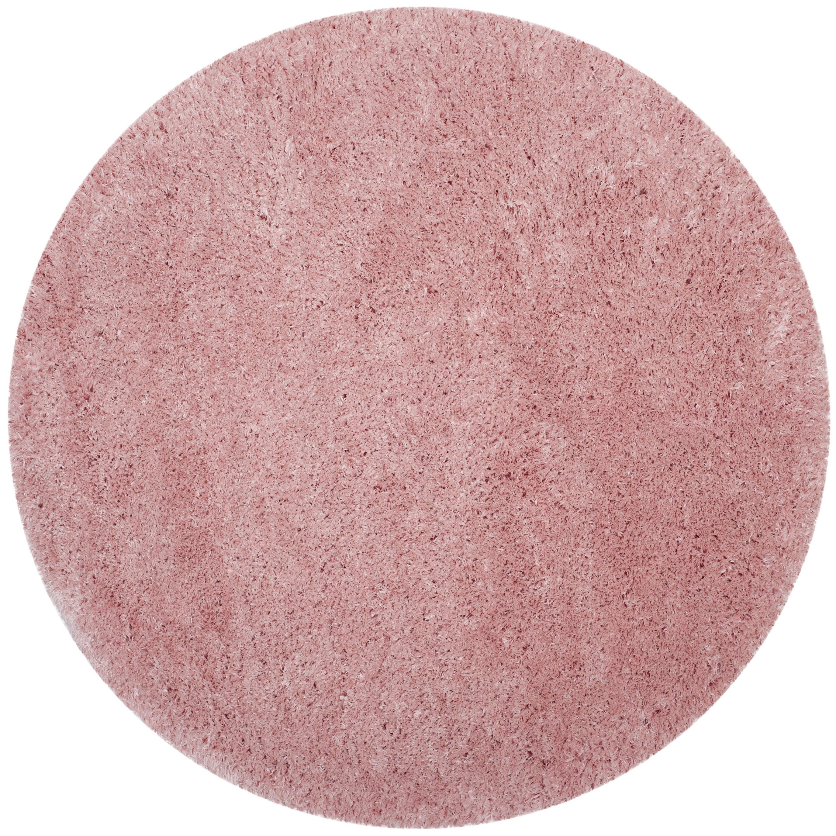 Luxe Plush Round 59" Light Pink Shag Area Rug