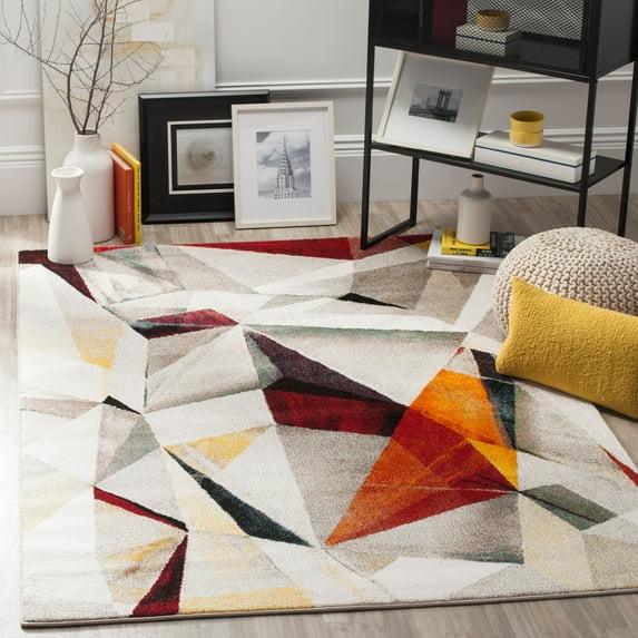 Porcello PRL6940 Power Loomed Indoor Area Rug - 9'x12' - Light Grey/Orange - Safavieh