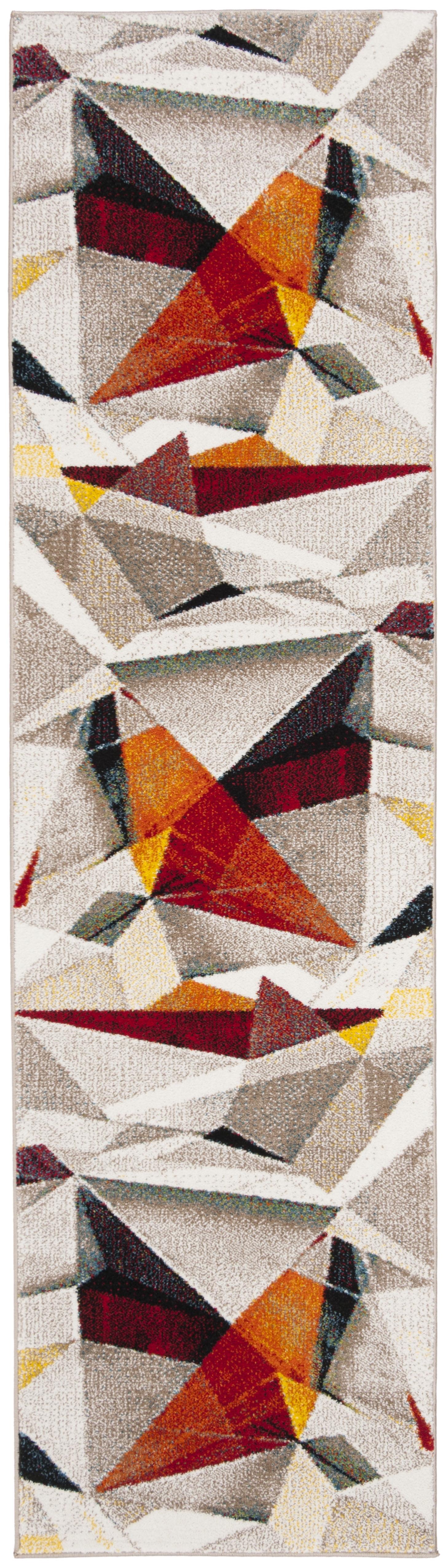 Porcello PRL6940 Power Loomed Indoor Runner Rug - 2'3"x6' - Light Grey/Orange - Safavieh