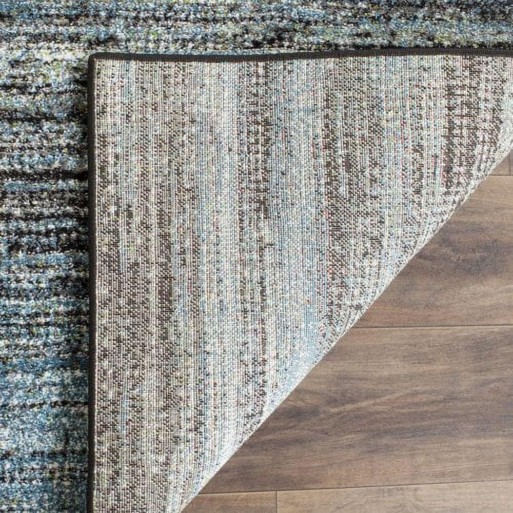 Charcoal and Blue Rectangular Synthetic Area Rug