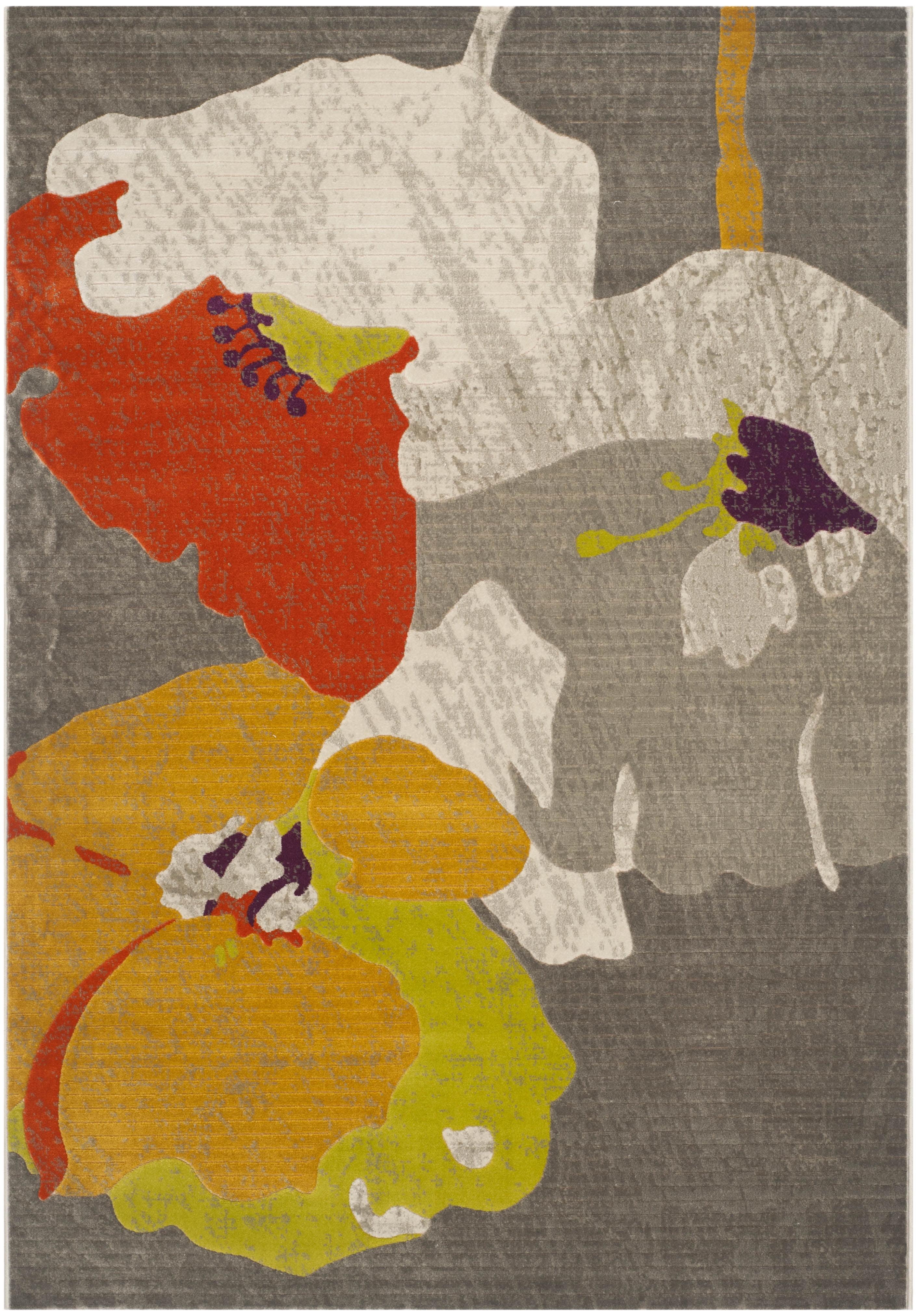 SAFAVIEH Porcello Emmett Floral Area Rug, Dark Grey/Ivory, 4'1" x 6'