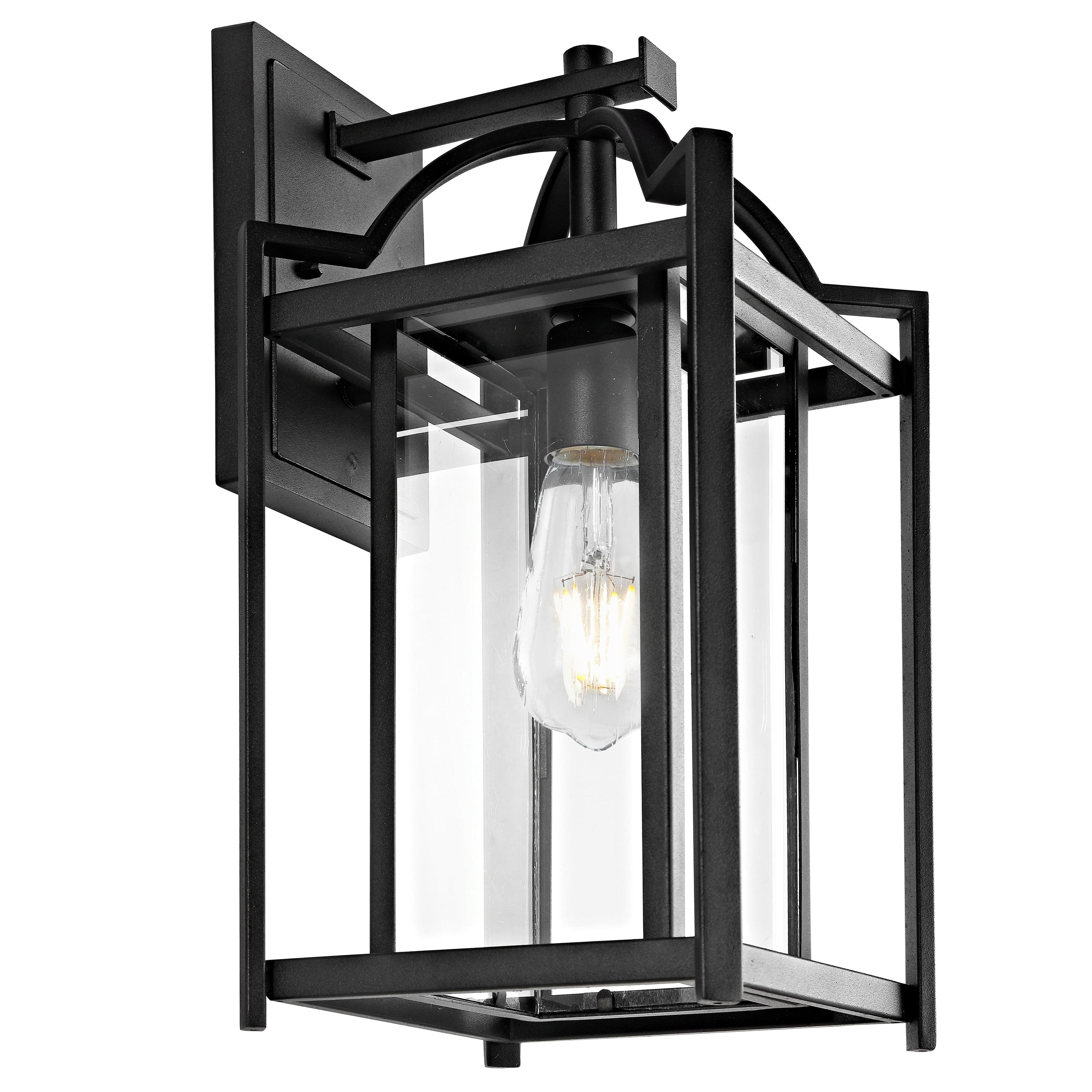 Pagoda-Inspired Black Iron Outdoor Wall Lantern