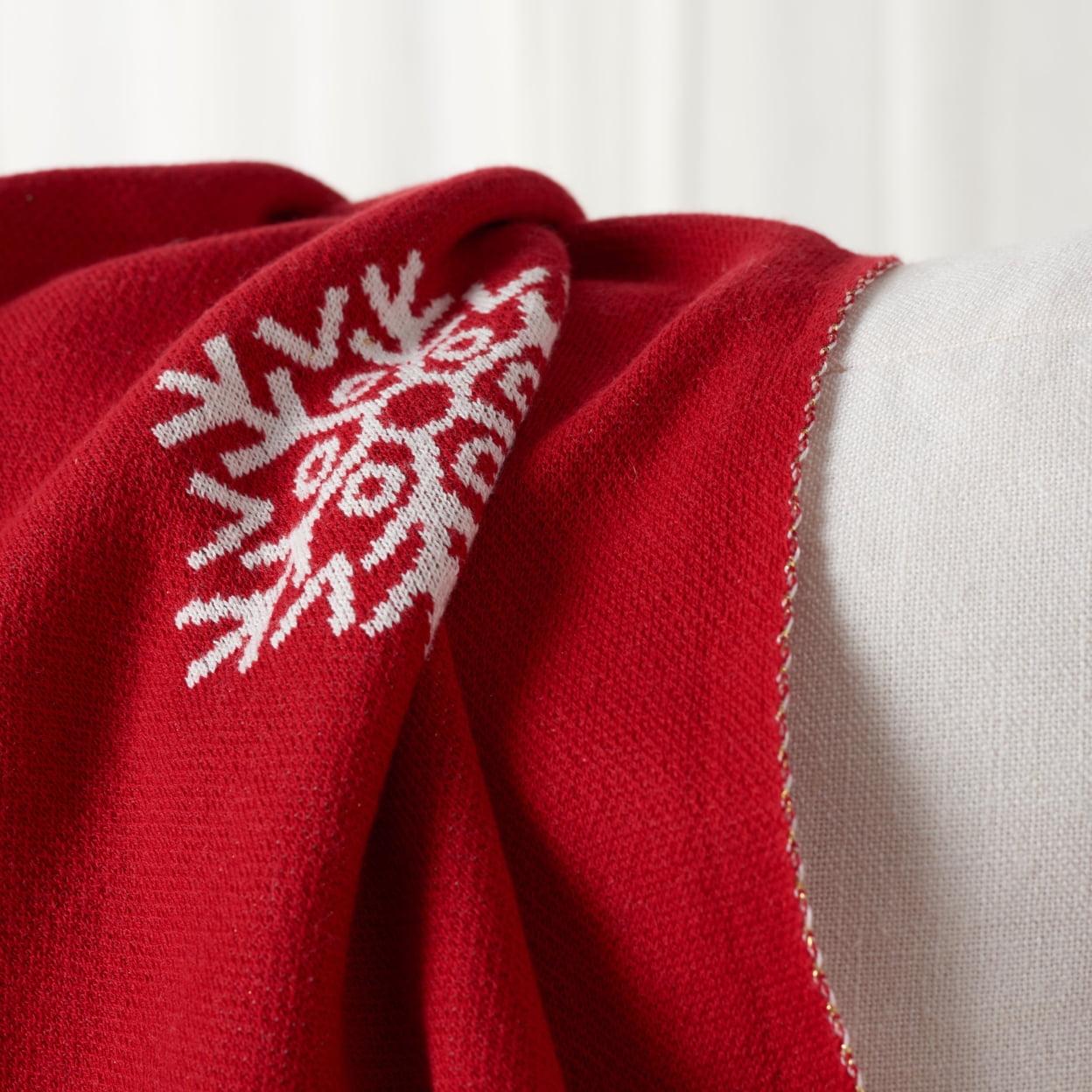 Red and White Sherpa Cotton Holiday Throw Blanket