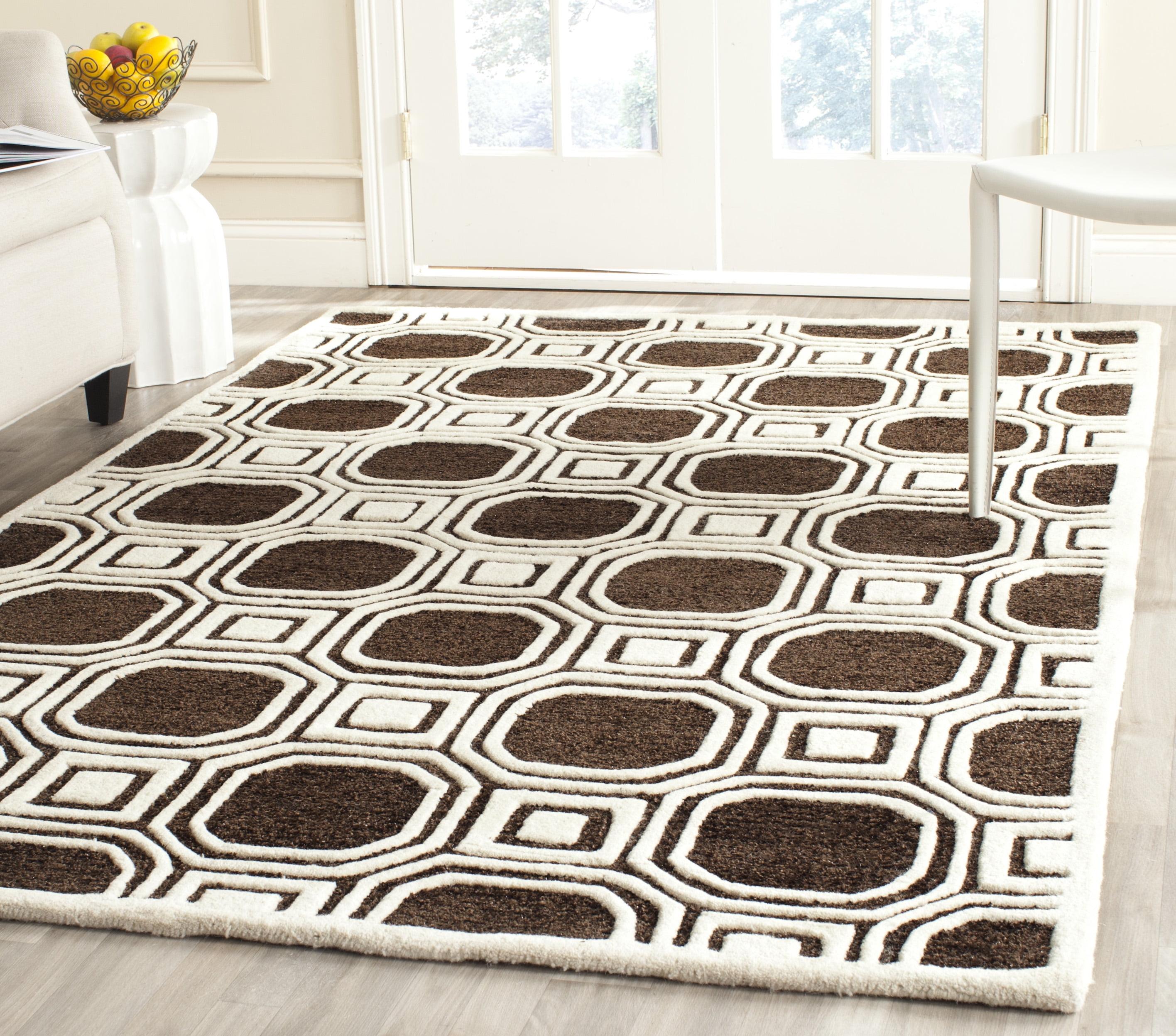 Charcoal Quatrefoil Hand-Tufted Wool-Cotton Blend Round Rug