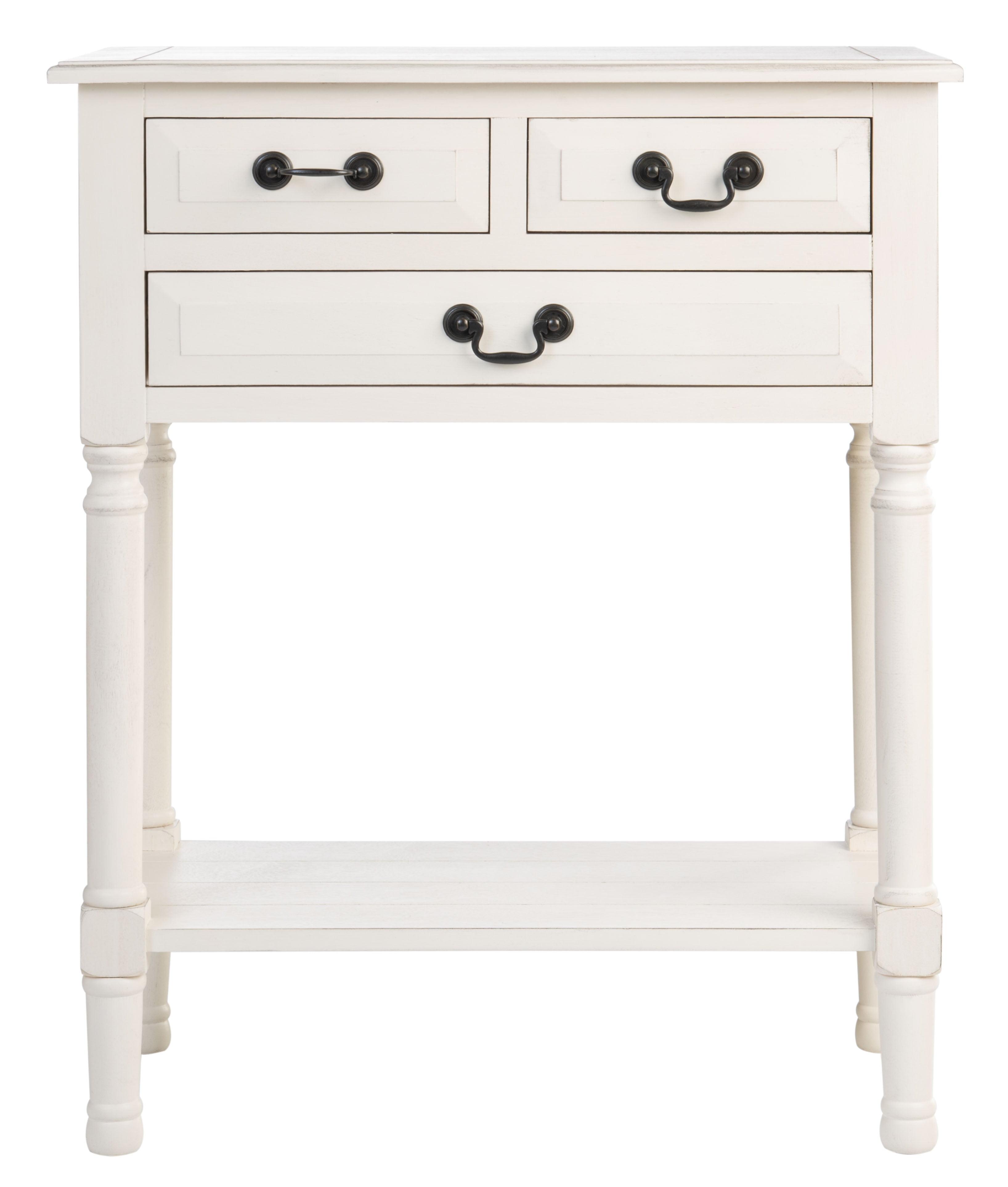 Primrose Distressed White Metal & Wood Console Table with Storage