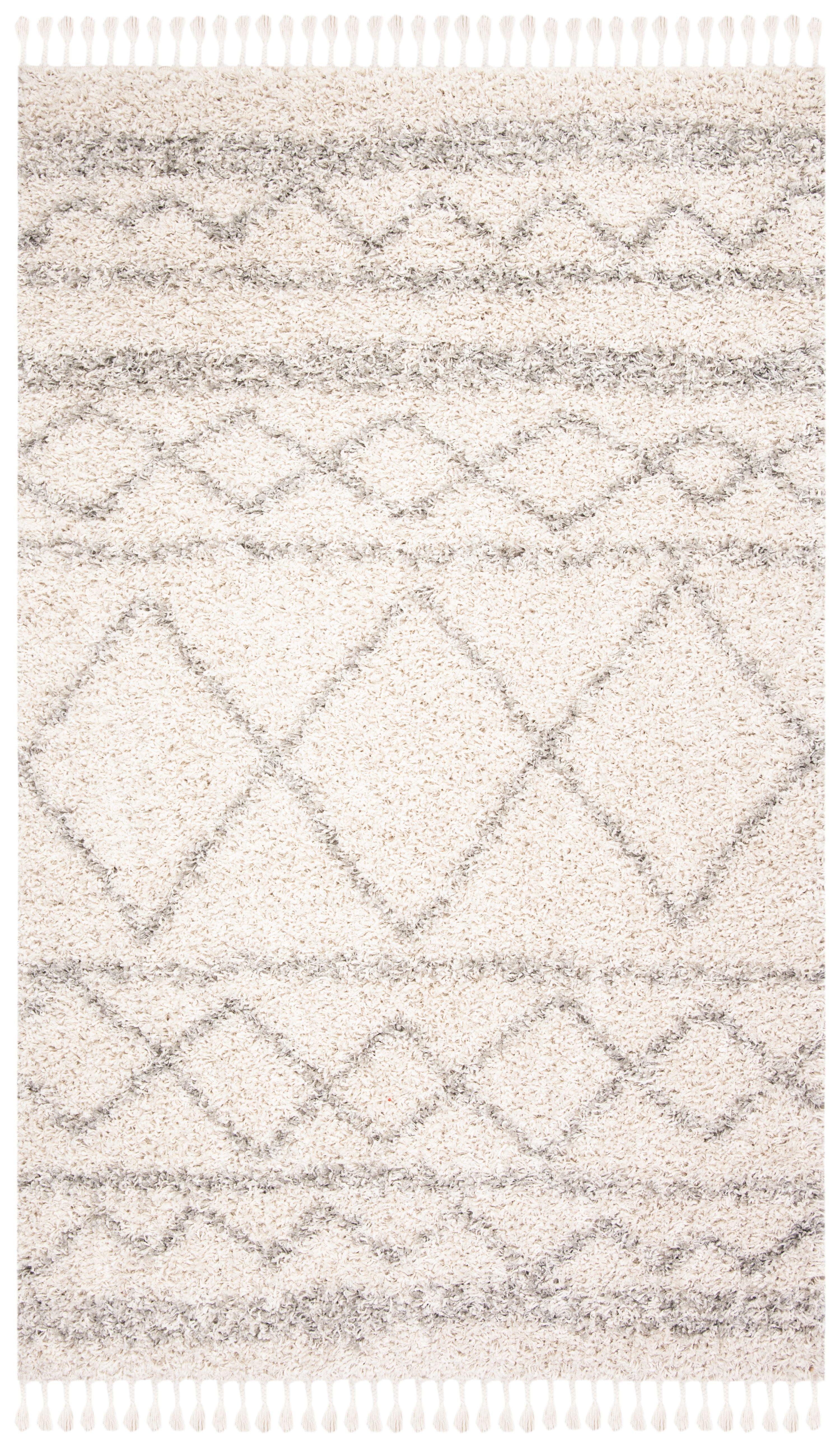 Pro Luxe Blue Geometric Hand-Knotted Shag Rug 5' x 8'