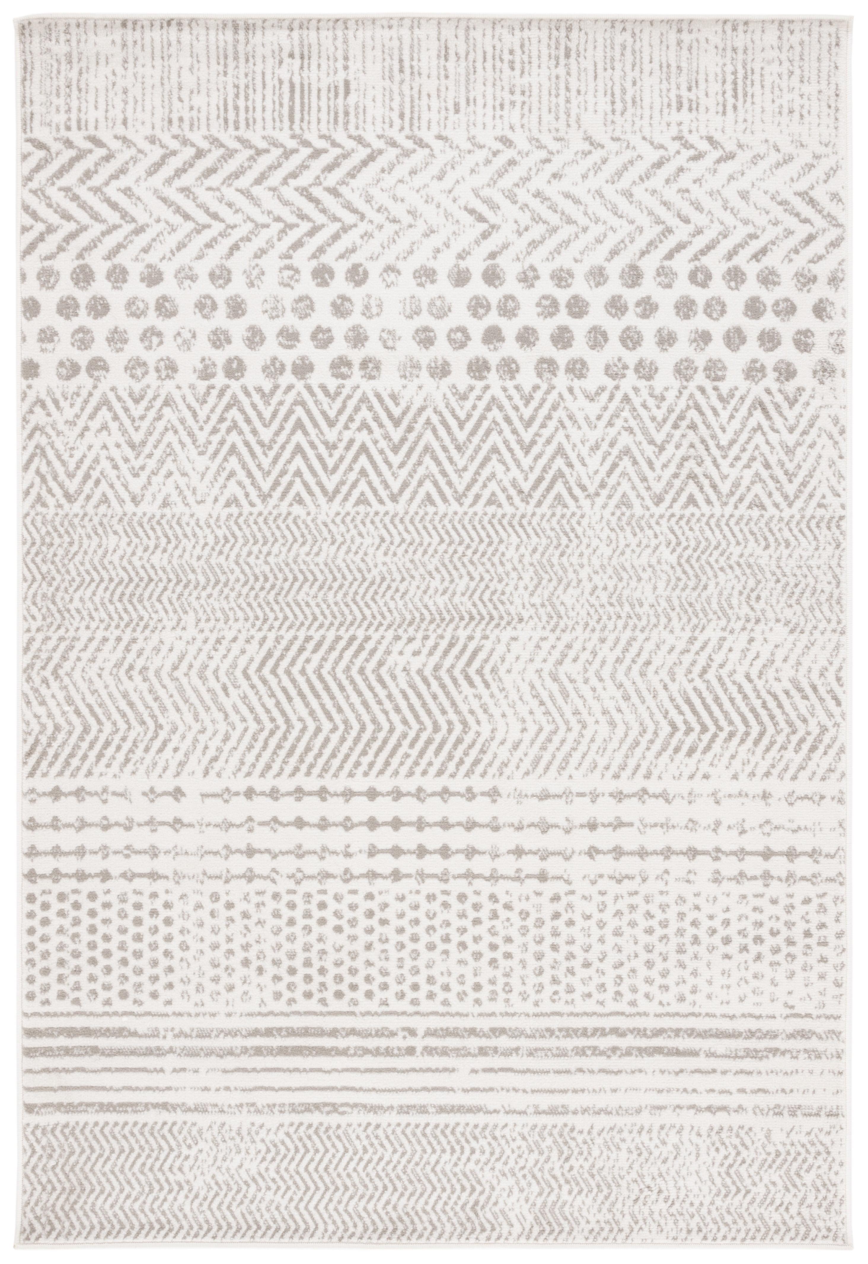 Ivory Geometric Medium Pile Synthetic Area Rug, 3' x 5'