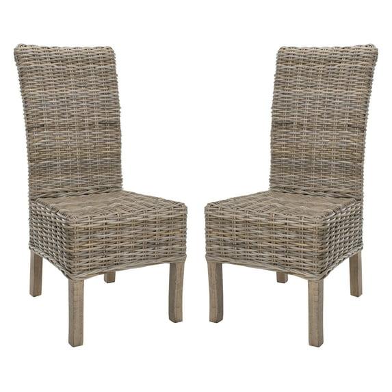 Quaker 19" H Rattan Side Chair (Set of 2) - FOX6521 - Natural Unfinished/Rustic Grey - Safavieh Couture