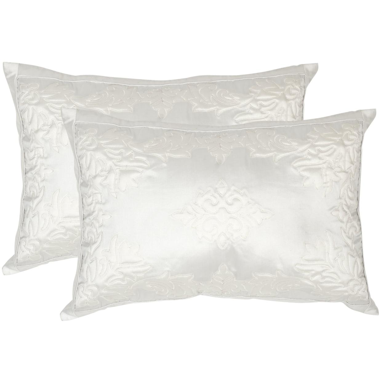 White Embroidered Ikat Rectangular Pillow Set