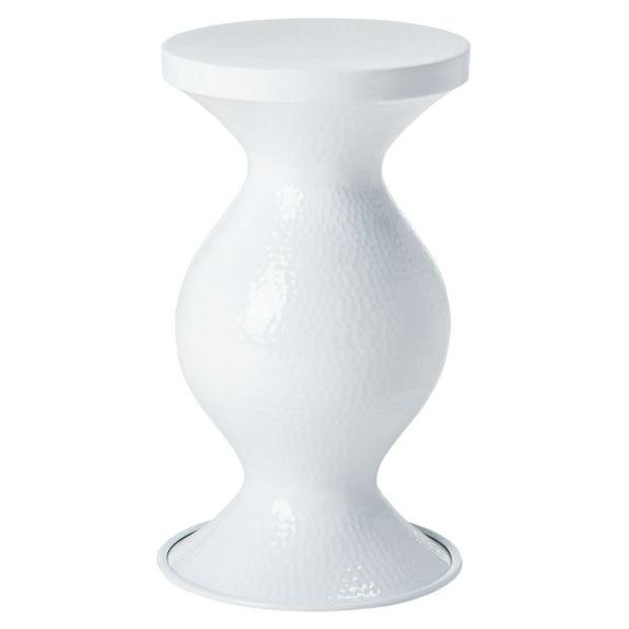 SAFAVIEH Radium Mid-Century Small Hammered Stool, White (12.3 in. W x 12.3 in. D x 21.8 in. H)