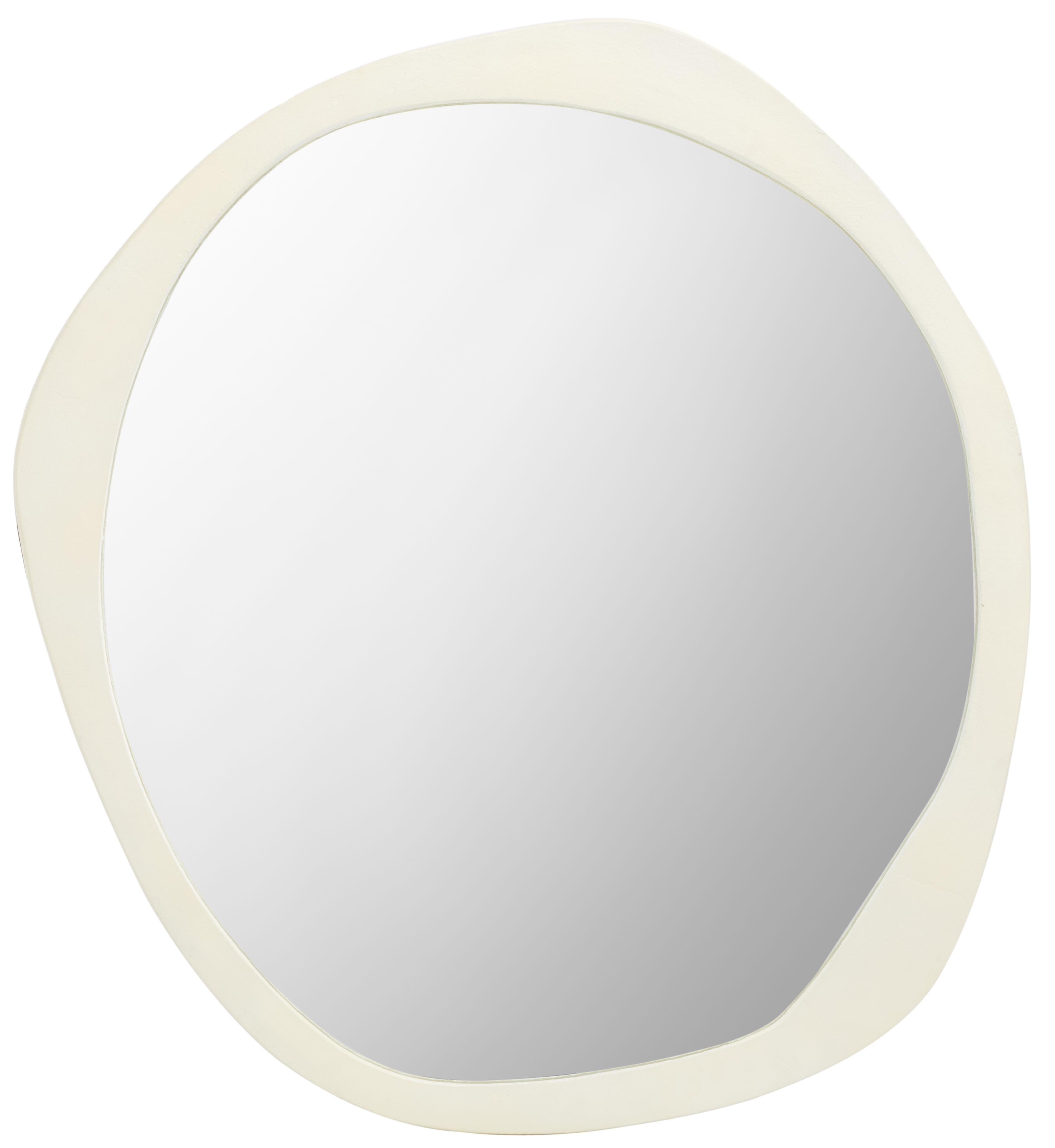 Playful Ivory Organic Border 29" Round Wood Frame Mirror