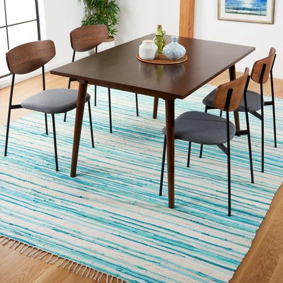 Rag Rug RAR126 Hand Woven Indoor Area Rug - 6'x6' - Ivory/Green - Safavieh