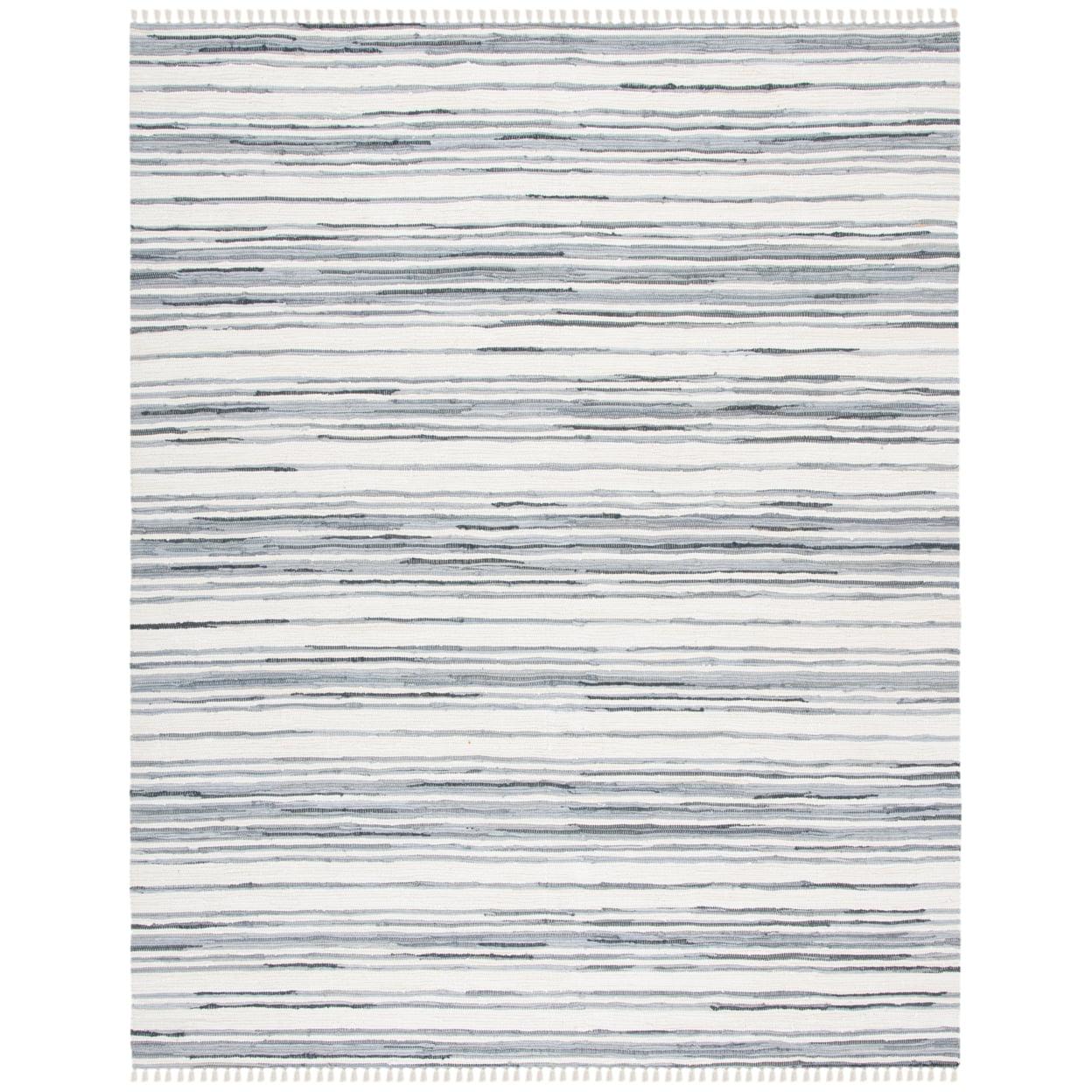 Rag Rug RAR126 Hand Woven Indoor Area Rug - 5'x8' - Ivory/Grey - Safavieh