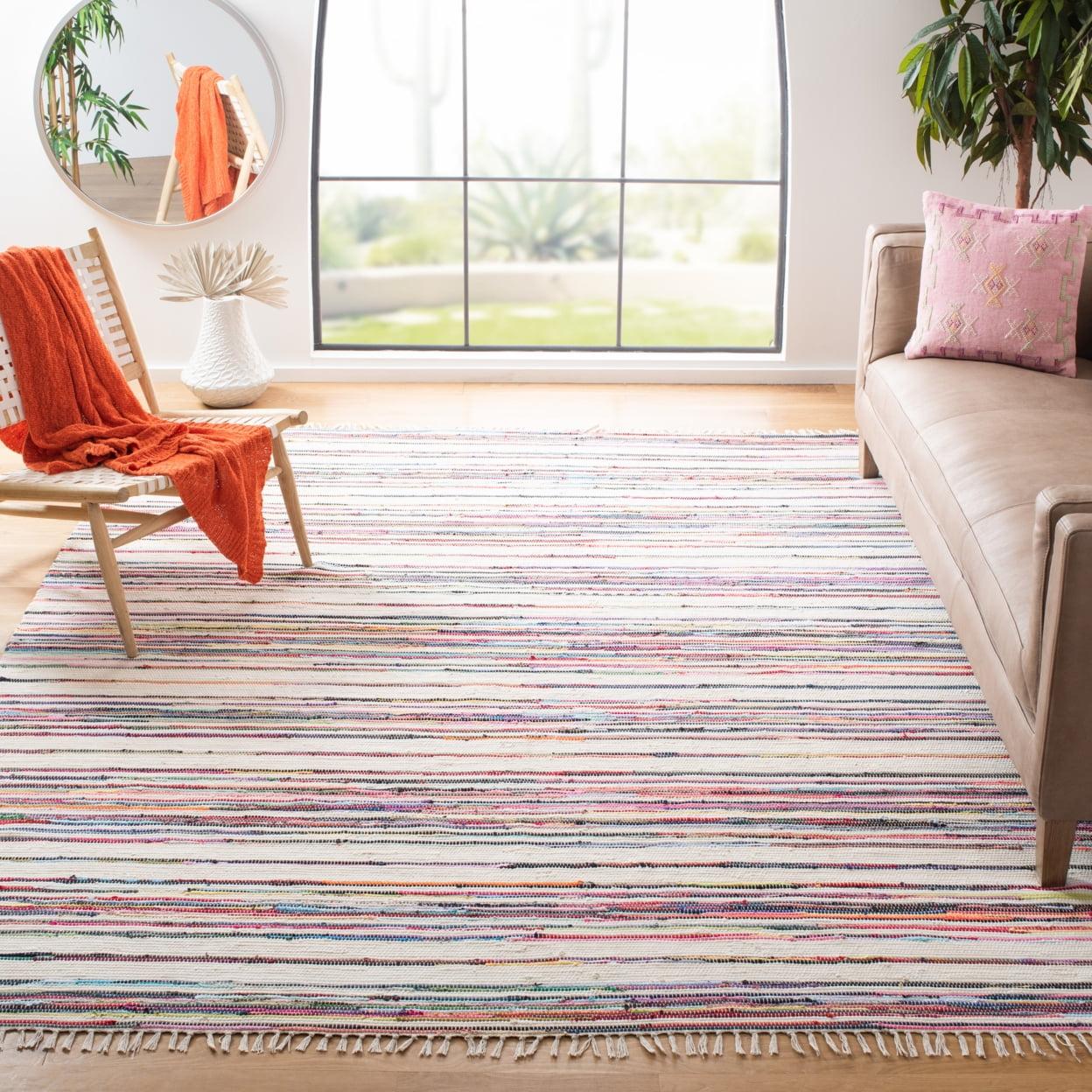 Rag Rug RAR126 Hand Woven Indoor Accent Rug - Ivory/Multi - 2'x3' - Safavieh.