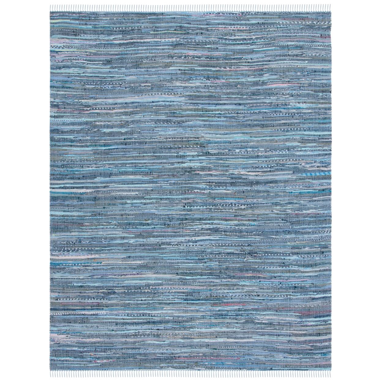 SAFAVIEH Rag Candis Striped Cotton Area Rug, Blue/Multi, 10' x 14'