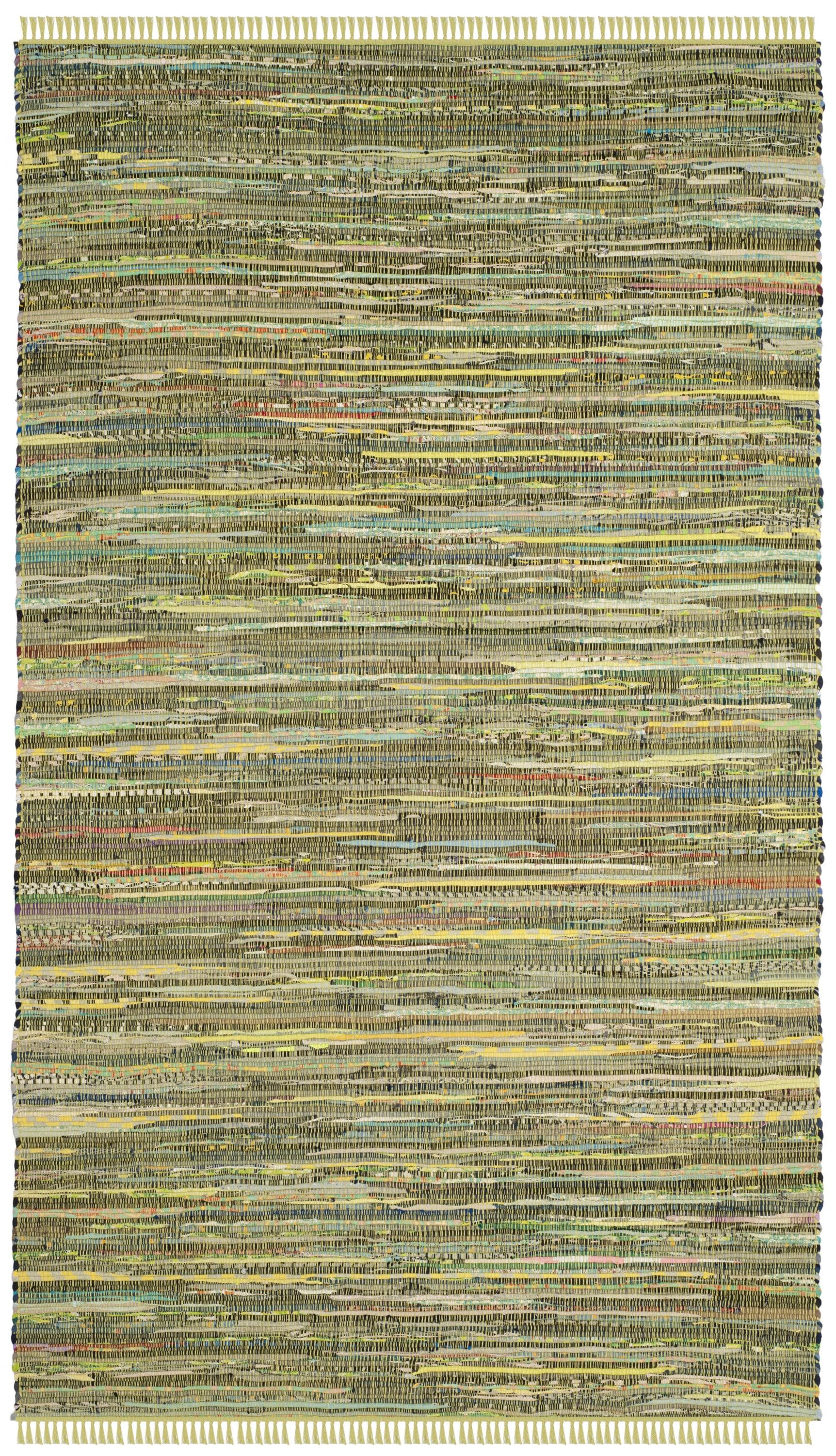 Rag Rug RAR127 Hand Woven Indoor Area Rug - 6'x9' - Light Green/Multi - Safavieh