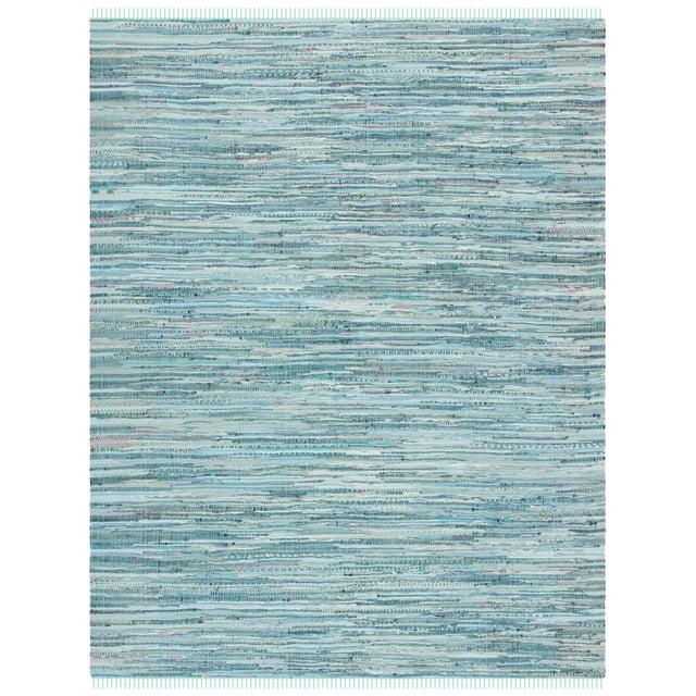 Rag Rug RAR127 Hand Woven Indoor Accent Rug - 4'x4' - Turquoise/Multi - Safavieh