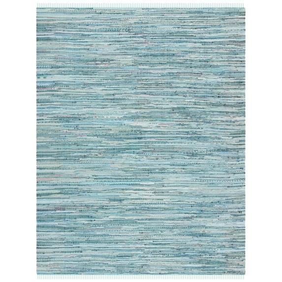 Rag Rug RAR127 Hand Woven Indoor Area Rug - 5'x8' - Turquoise/Multi - Safavieh
