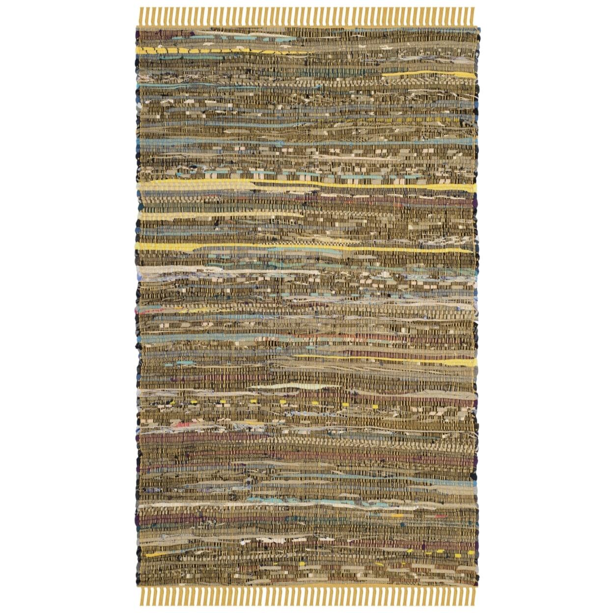 SAFAVIEH Rag Candis Striped Cotton Runner Rug, Yellow/Multi, 2'3" x 5'