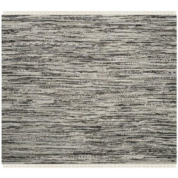 Rag Rug RAR128 Hand Woven Indoor Area Rug - Grey - 4'x4' - Safavieh.