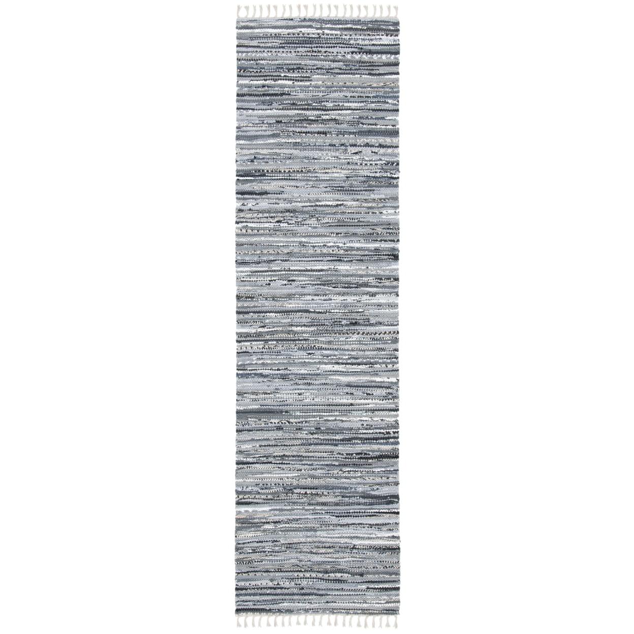 Rag Rug RAR128 Hand Woven Indoor Runner Rug - Grey - 2'3"x7' - Safavieh.