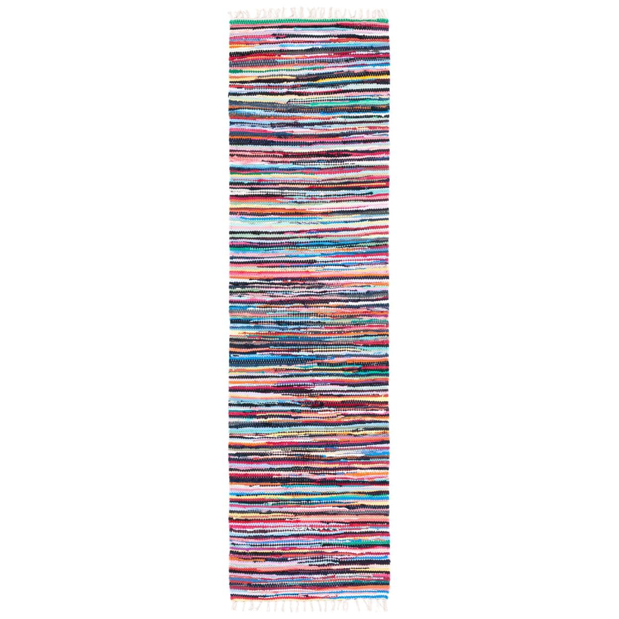 Rag Rug RAR128 Hand Woven Indoor Runner Rug - Multi - 2'3"x9' - Safavieh.
