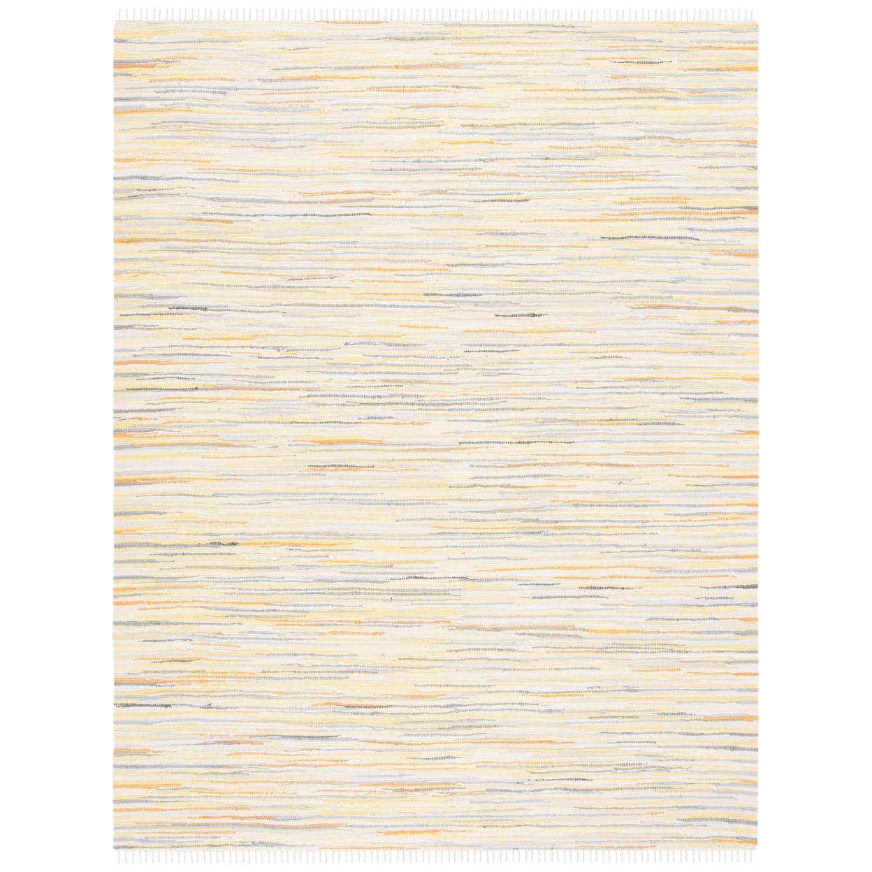 Rag Rug RAR129 Hand Woven Indoor Runner Rug - Gold/Multi - 2'3"x6' - Safavieh.
